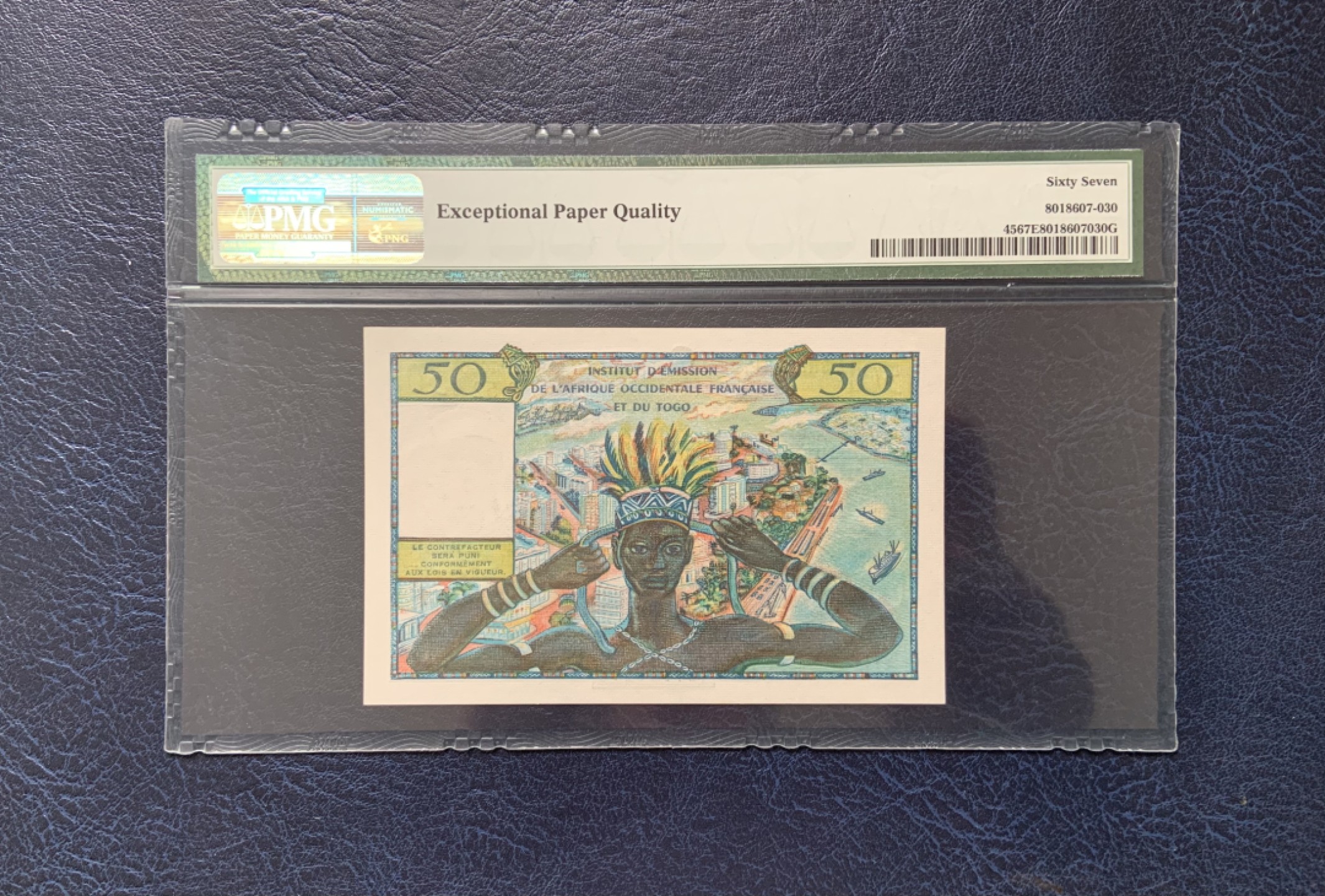 收藏联盟Quantum Auction 第194期——白金之夜 秋季拍卖 法属西非(多哥)50法郎 PMG67 高分少见 三个小黑妞