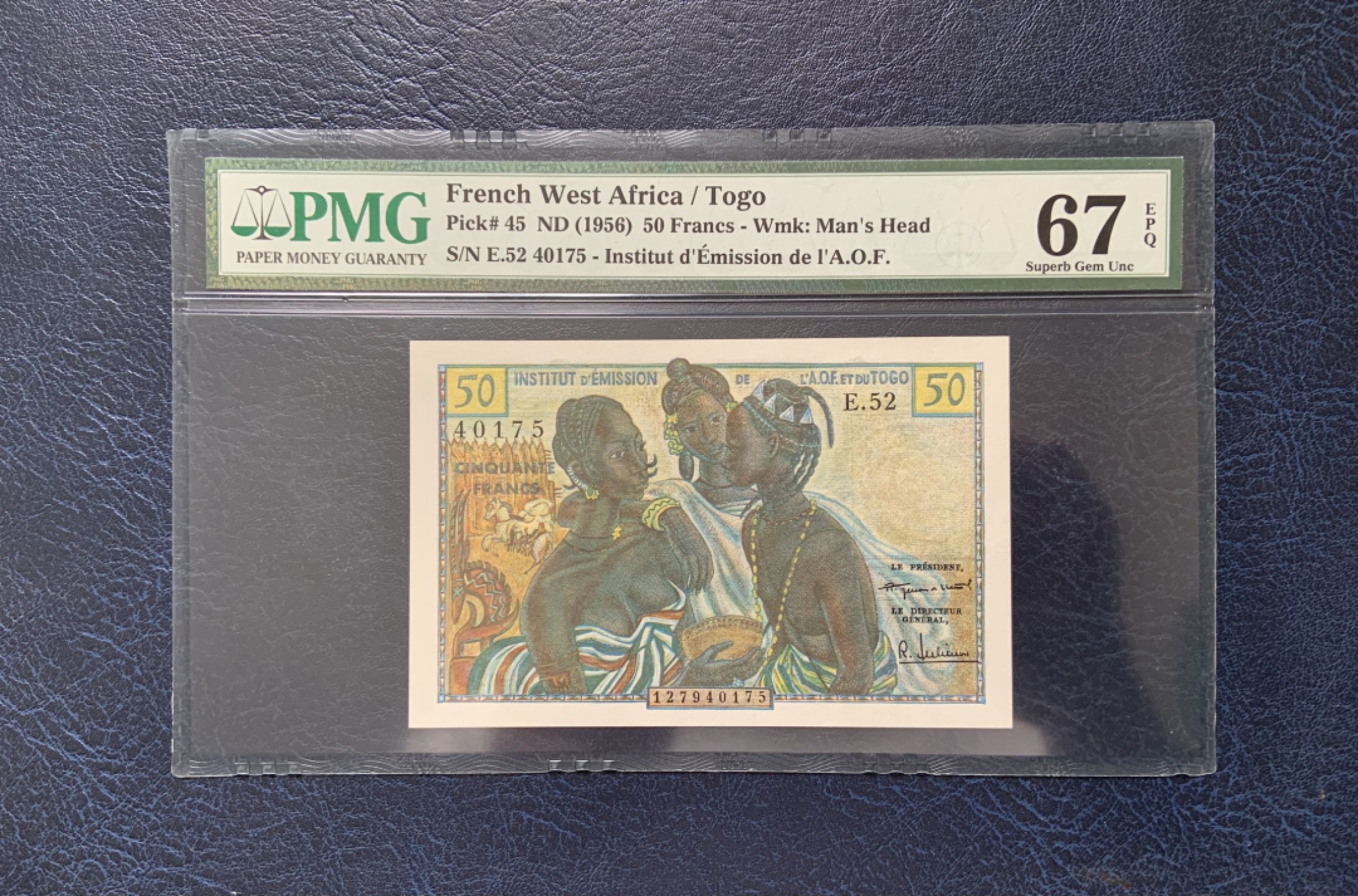 收藏联盟Quantum Auction 第194期——白金之夜 秋季拍卖 法属西非(多哥)50法郎 PMG67 高分少见 三个小黑妞