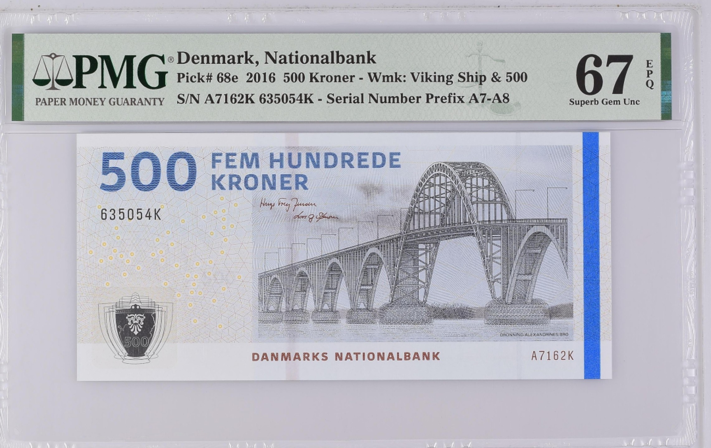 收藏联盟Quantum Auction 第194期——白金之夜 秋季拍卖 丹麦2016年500克朗 PMG67