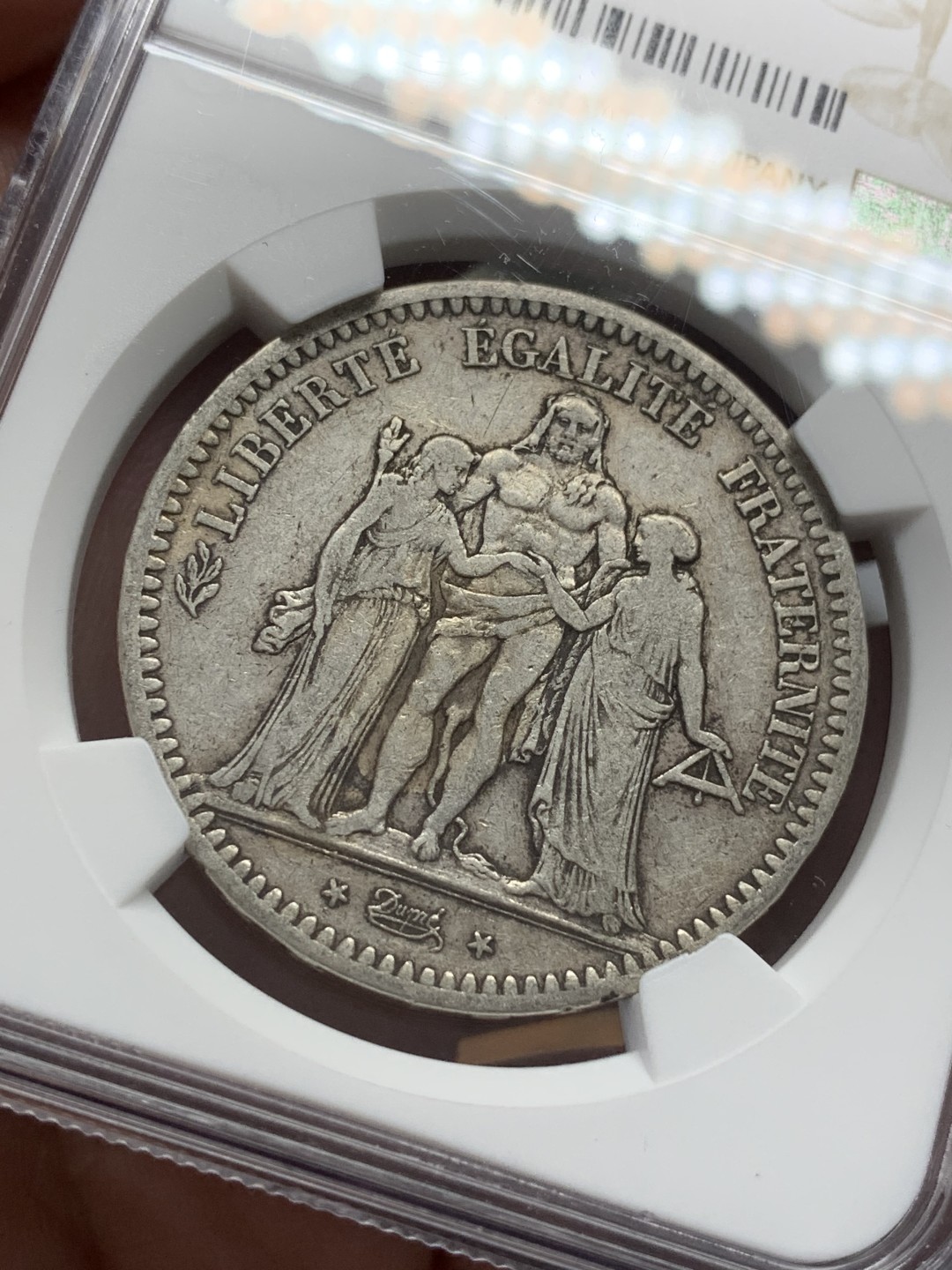 《竞宝斋》第99场-本周日，周一2场连拍（全场不限金额包邮） NGC-XF45 法国1848年 早期大力神5法郎大银币 原味老包浆