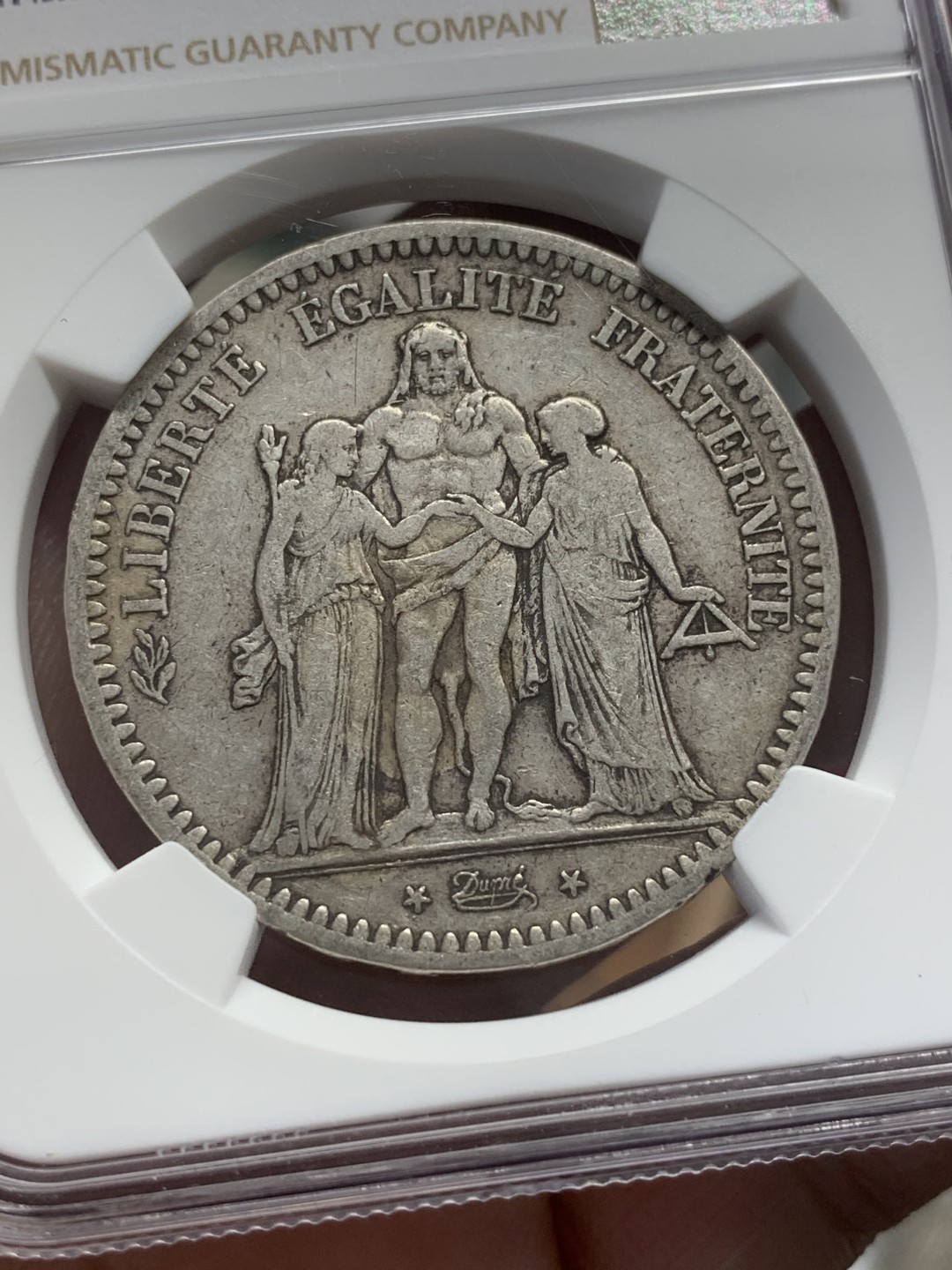 《竞宝斋》第99场-本周日，周一2场连拍（全场不限金额包邮） NGC-XF45 法国1848年 早期大力神5法郎大银币 原味老包浆