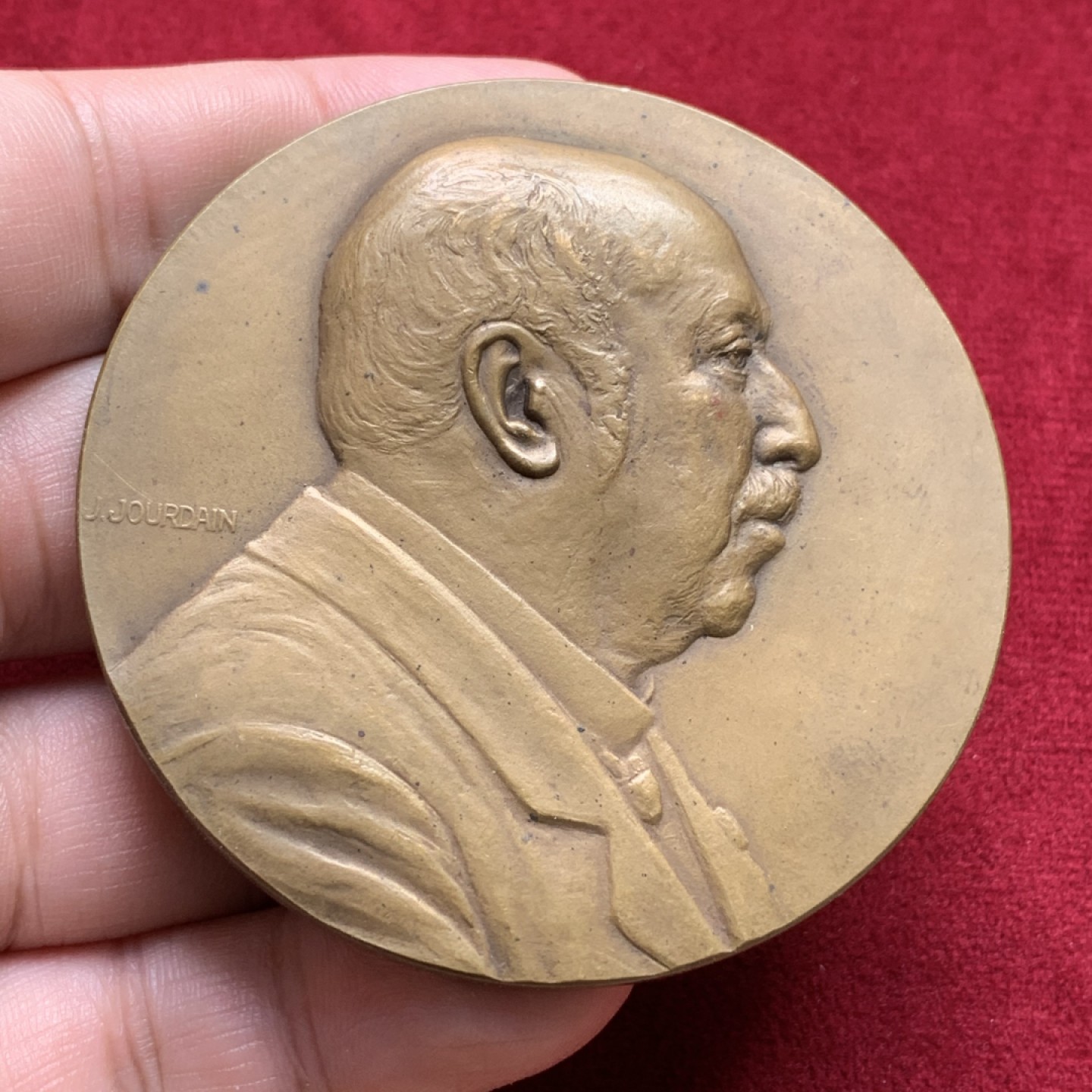 《竞宝斋》第99场-本周日，周一2场连拍（全场不限金额包邮） 比利时 1913 森林 协会主席维萨特.德.博卡梅 大铜章 65mm93克