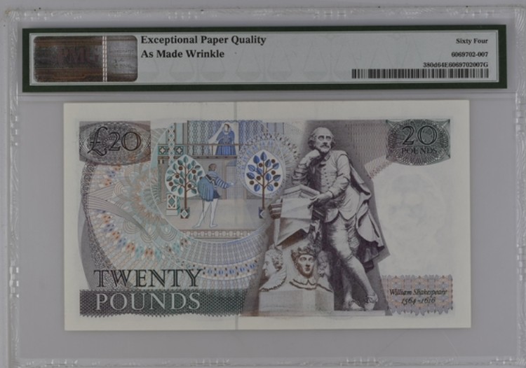 收藏联盟Quantum Auction 第195期拍卖(已更新) 英国1984年20镑 PMG64e 莎士比亚的戏剧 罗密欧与朱丽叶
