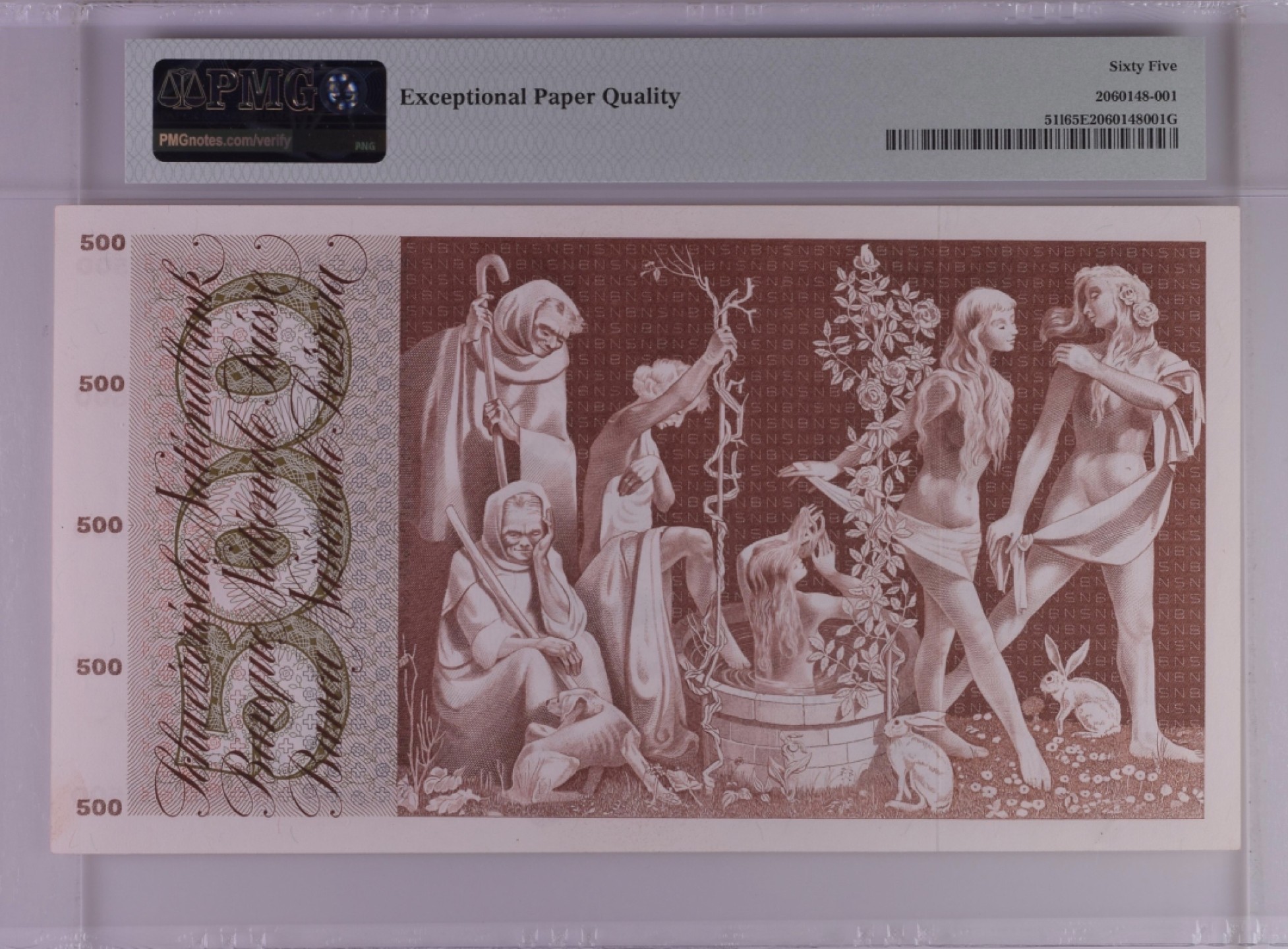 收藏联盟Quantum Auction 第195期拍卖(已更新) 瑞士1974年500法郎 PMG65 青春泉