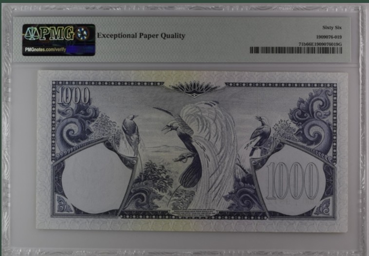 收藏联盟Quantum Auction 第195期拍卖(已更新) 印度尼西亚1959年1000卢比 PMG66