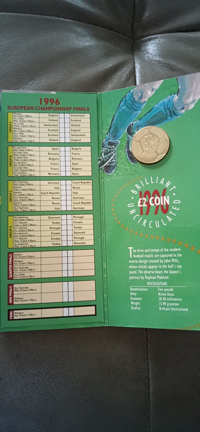 收藏联盟Quantum Auction 第196期拍卖 硬币精制币主打专场 1996年英国足球纪念币 BU 卡币装帧