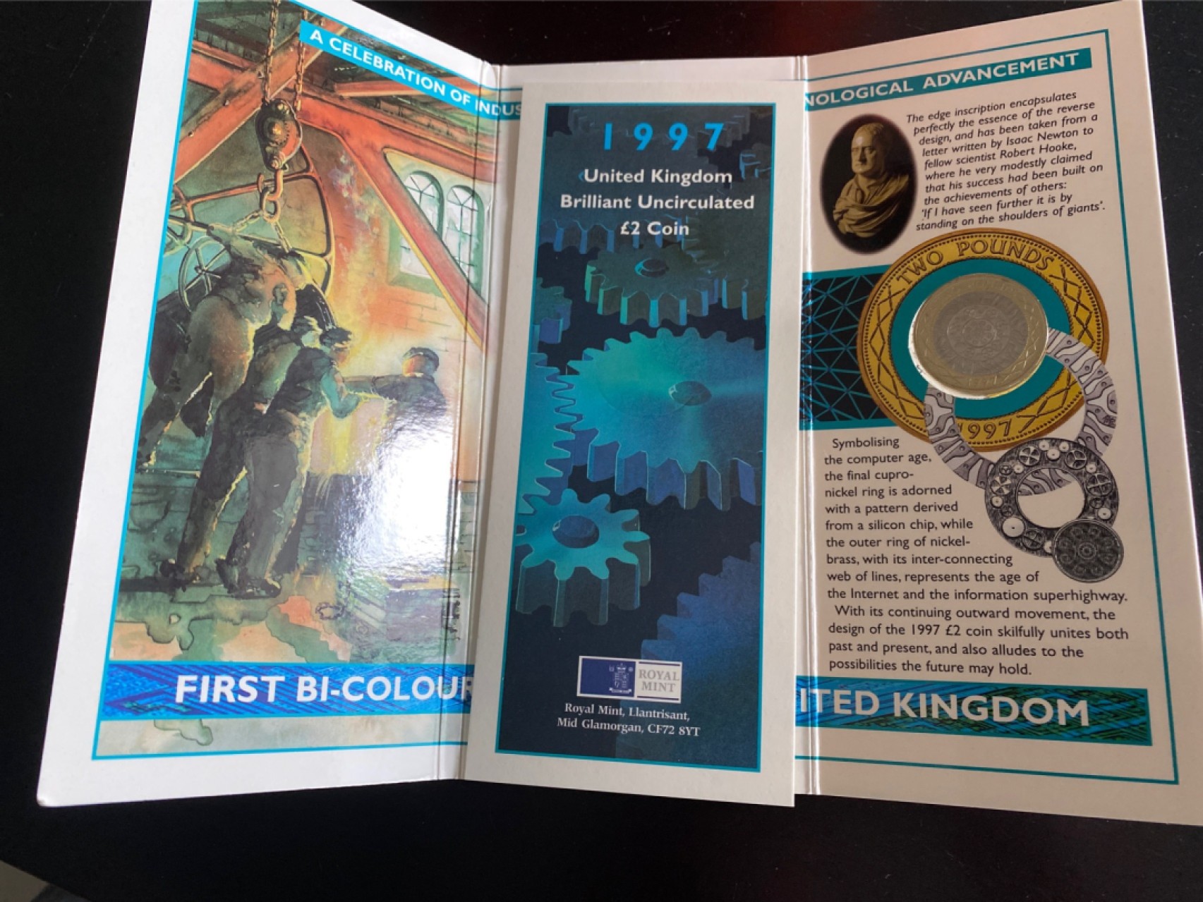 收藏联盟Quantum Auction 第196期拍卖 硬币精制币主打专场 1997年英国BU工业发展和技术纪念币 卡币装