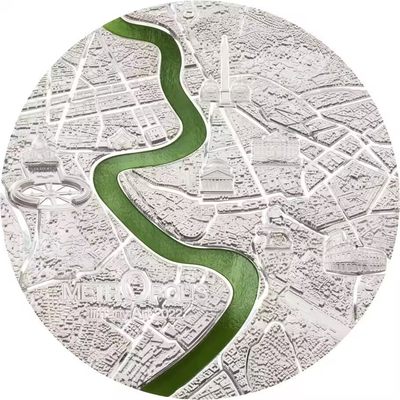 【海寧潮】拍卖第四十三期（国庆专辑） - 【海寧潮客户代拍】帕劳2022年蒂凡尼系列罗马街景3盎司镶嵌玻璃银币，原价3800