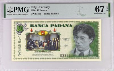 意大利 PADANA 测试钞 （胶印） 猫头鹰欧洲纸币 - 意大利 PADANA 测试钞 （胶印） 猫头鹰欧洲纸币
