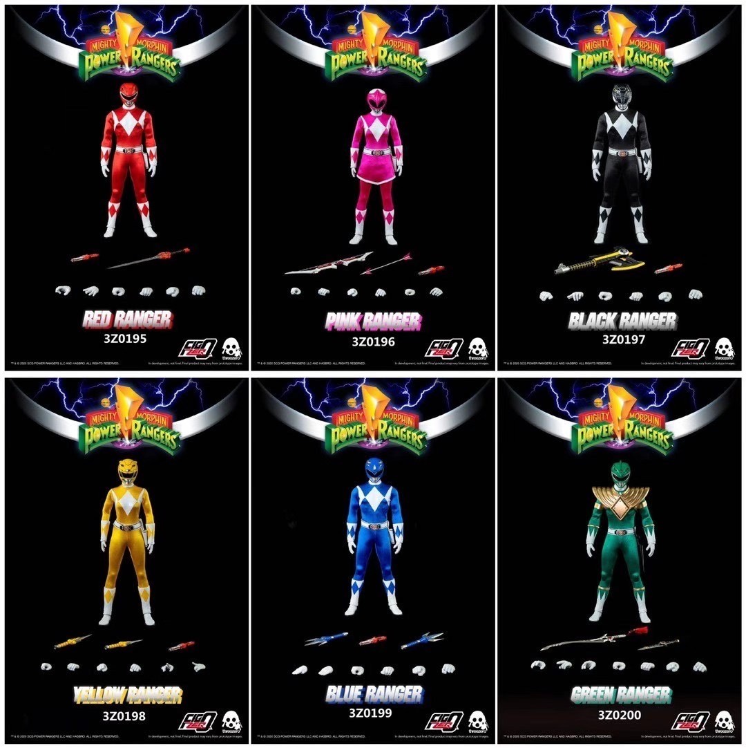 零元拍：Threezero X Hasbro 1/6 《恐龙战队：金刚战士》可动人偶共6款一大套，全新未拆。