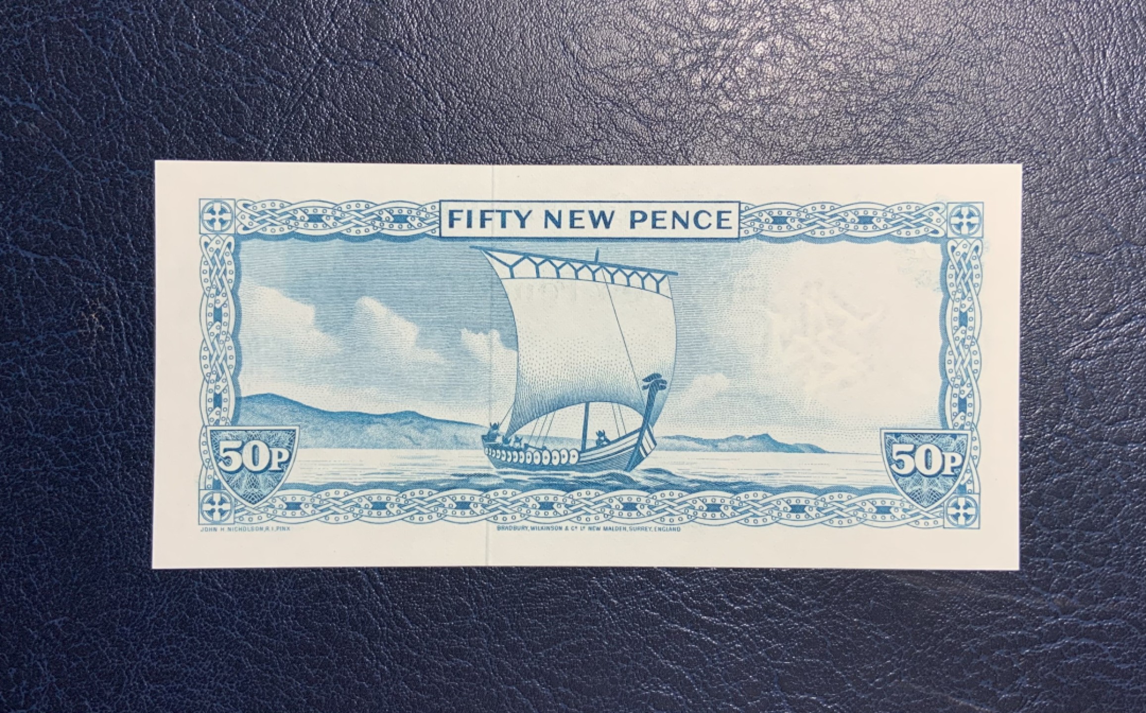 收藏联盟Quantum Auction 第195期拍卖(已更新) 马恩岛1969年50新便士 品相全新UNC 票面一道轻微点钞痕