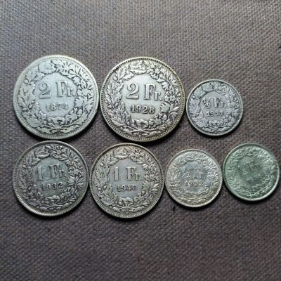 第十九期 九月第8拍 - 9.8.30瑞士2法郎1法郎0.5法郎银币一组，含1874年，1928年等早期年份