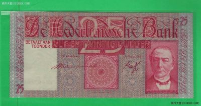 荷兰1941年3月19日版25盾 克劳斯目录P-50 欧洲纸币 实物如图 UNC  - 荷兰1941年3月19日版25盾 克劳斯目录P-50 欧洲纸币 实物如图 UNC 