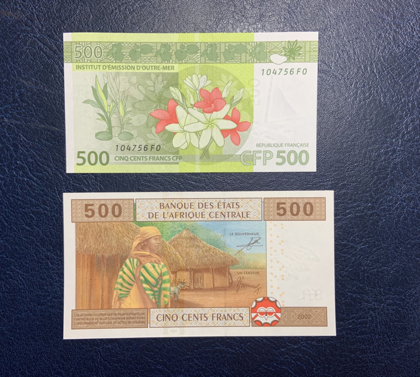 收藏联盟Quantum Auction 第195期拍卖(已更新) 法属太平洋2014年500法郎&中非2002年500法郎 品相全新UNC