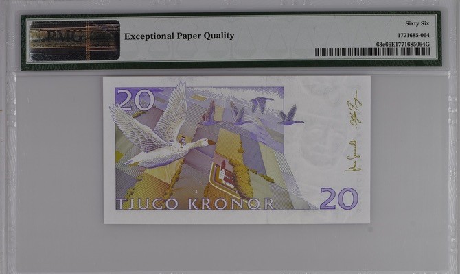 收藏联盟Quantum Auction 第195期拍卖(已更新) 瑞典2006-2011年20克朗 PMG66  《厄尔斯骑鹅旅行记》