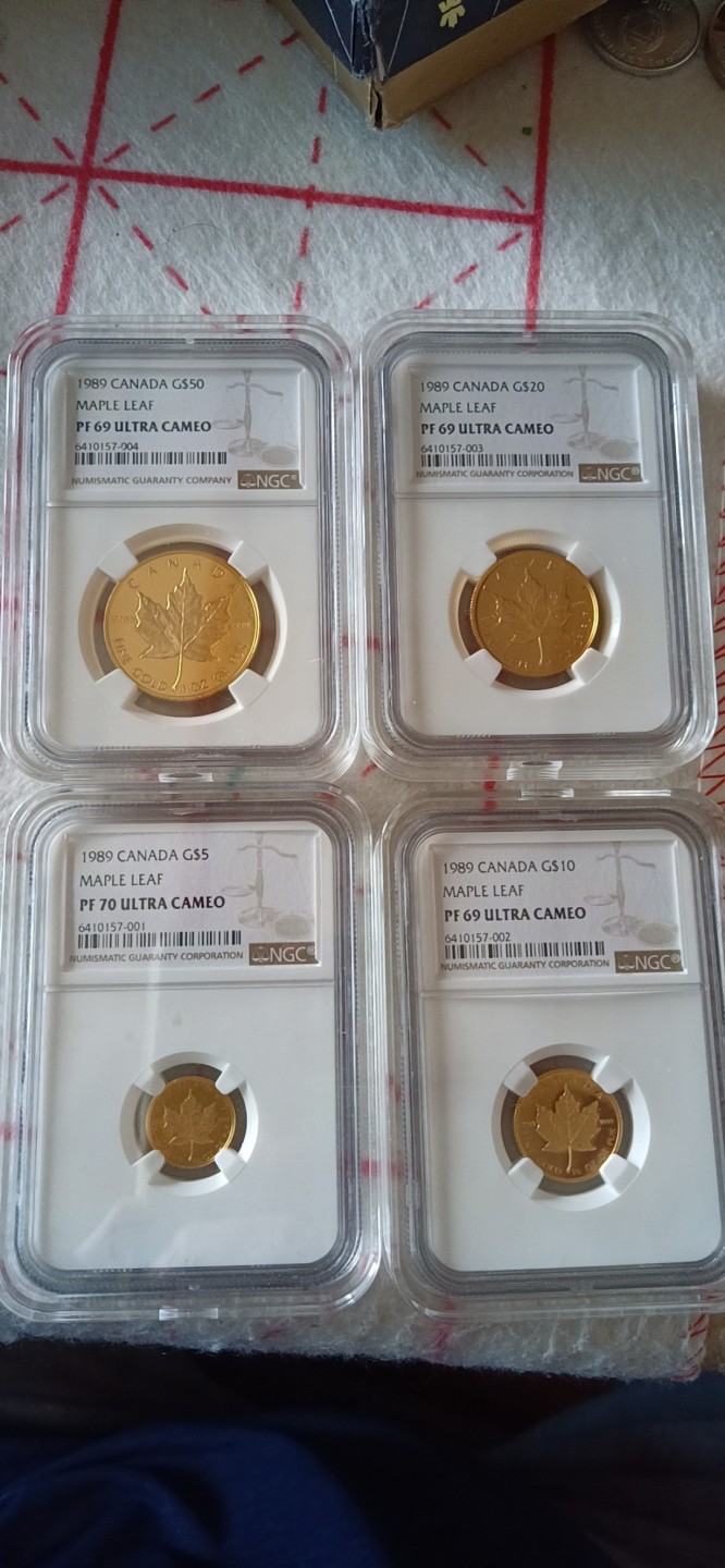 收藏联盟Quantum Auction 第196期拍卖 硬币精制币主打专场 1989年加拿大枫叶金币十周年纪念金币套装 NGC评级 