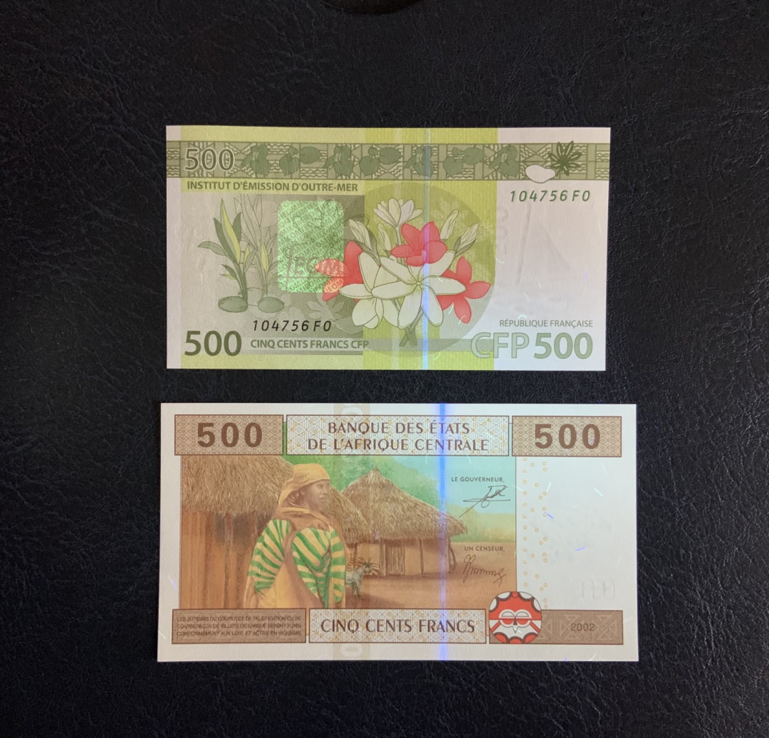 收藏联盟Quantum Auction 第195期拍卖(已更新) 法属太平洋2014年500法郎&中非2002年500法郎 品相全新UNC