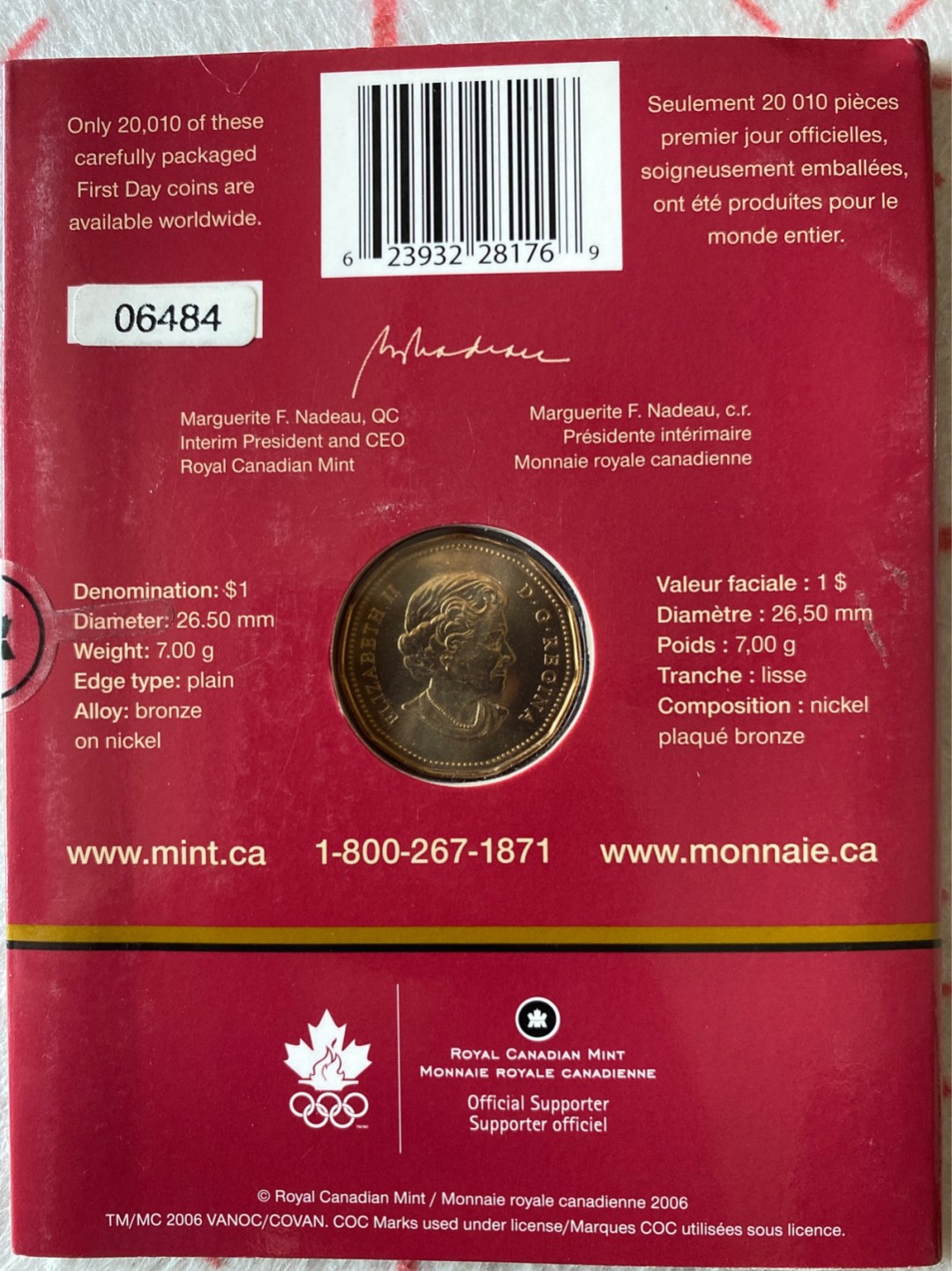 收藏联盟Quantum Auction 第196期拍卖 硬币精制币主打专场 2006年加拿大 冬奥会Lucky Loonie纪念币