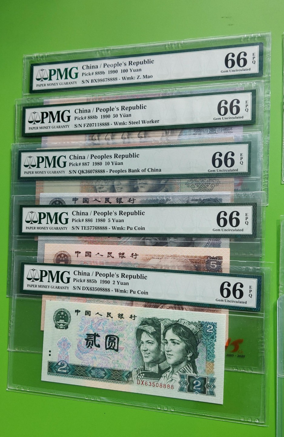 十.一 国庆强档专拍★★★ 四版超级收藏，小四套超级靓号9枚，狮子号8888，同分PMG 66E