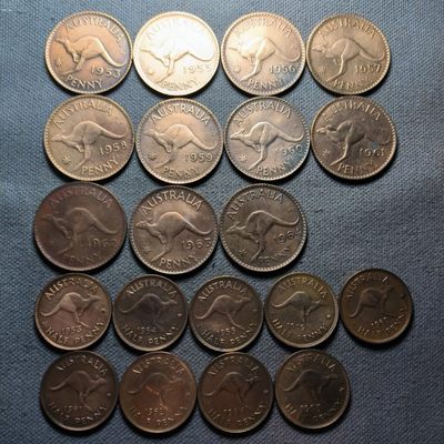 第二十期 十月第1拍  - 10.1.4 澳大利亚，有洗，伊丽莎白0.5便士/1便士铜币全年份