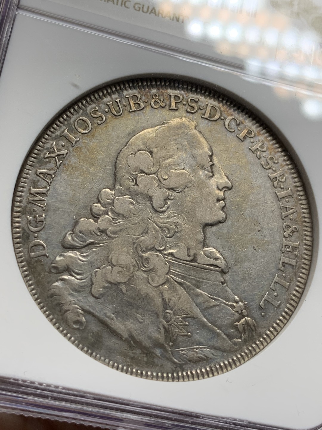 《竞宝斋》第100场-纪念拍卖 (全场包邮)中拍得限量纪念章 NGC VF25 德国 1756年 巴伐利亚 马克西米利安 双狮泰勒 银币  少见品种 人像狮子状态都很好 分数给的糟糕