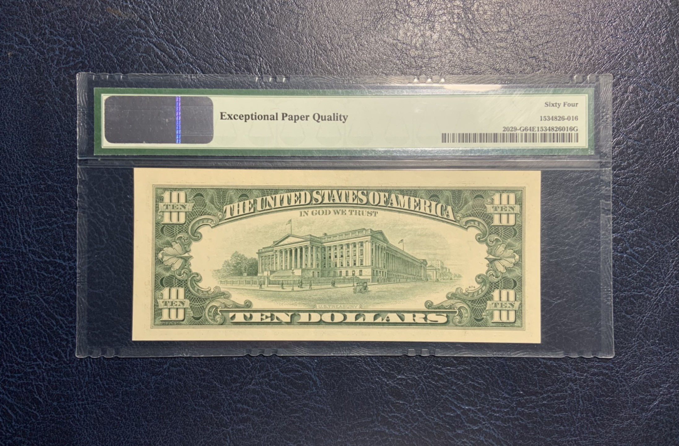 收藏联盟Quantum Auction 第195期拍卖(已更新) 美国1990年联邦储备券10元 PMG64e 豹子号加老虎号 双号合并 号码不带4