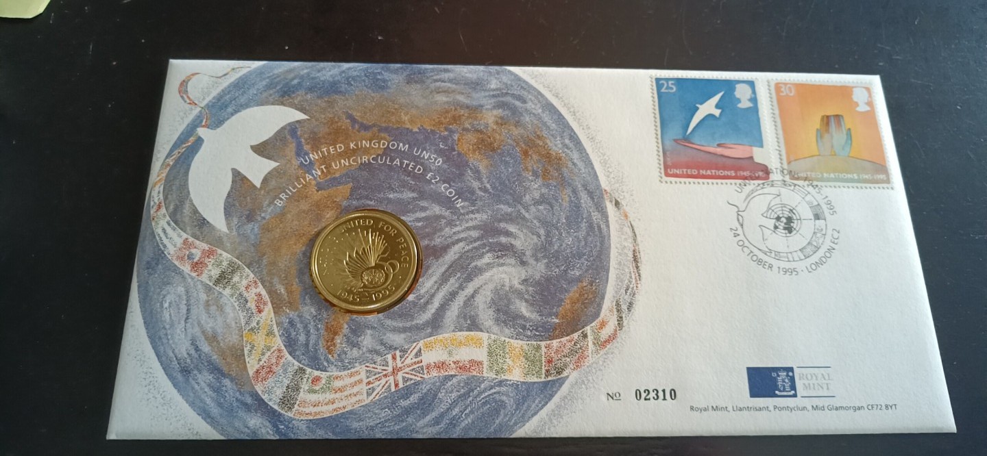 收藏联盟Quantum Auction 第196期拍卖 硬币精制币主打专场 英国 纪念联合国成立五十周年纪念币 邮币卡封