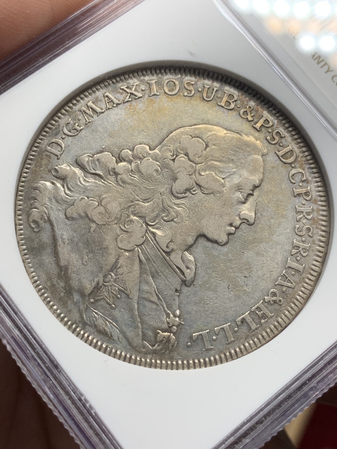 《竞宝斋》第100场-纪念拍卖 (全场包邮)中拍得限量纪念章 NGC VF25 德国 1756年 巴伐利亚 马克西米利安 双狮泰勒 银币  少见品种 人像狮子状态都很好 分数给的糟糕