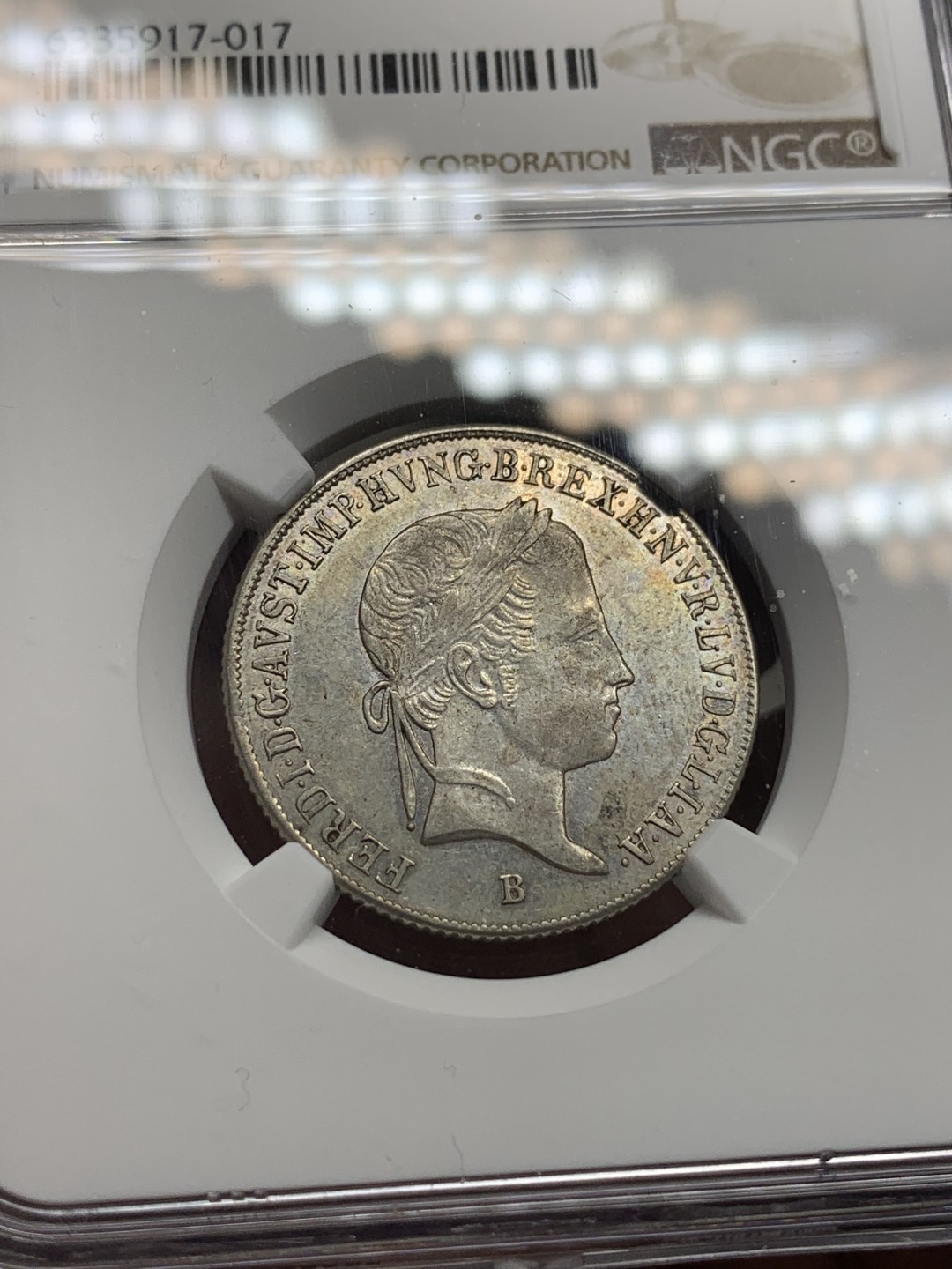 《竞宝斋》第100场-纪念拍卖 (全场包邮)中拍得限量纪念章 奥匈帝国 1846年 匈牙利版 费迪南德一世 20克鲁泽 圣母抱婴银币  少见品种 小人脸部清晰 低评