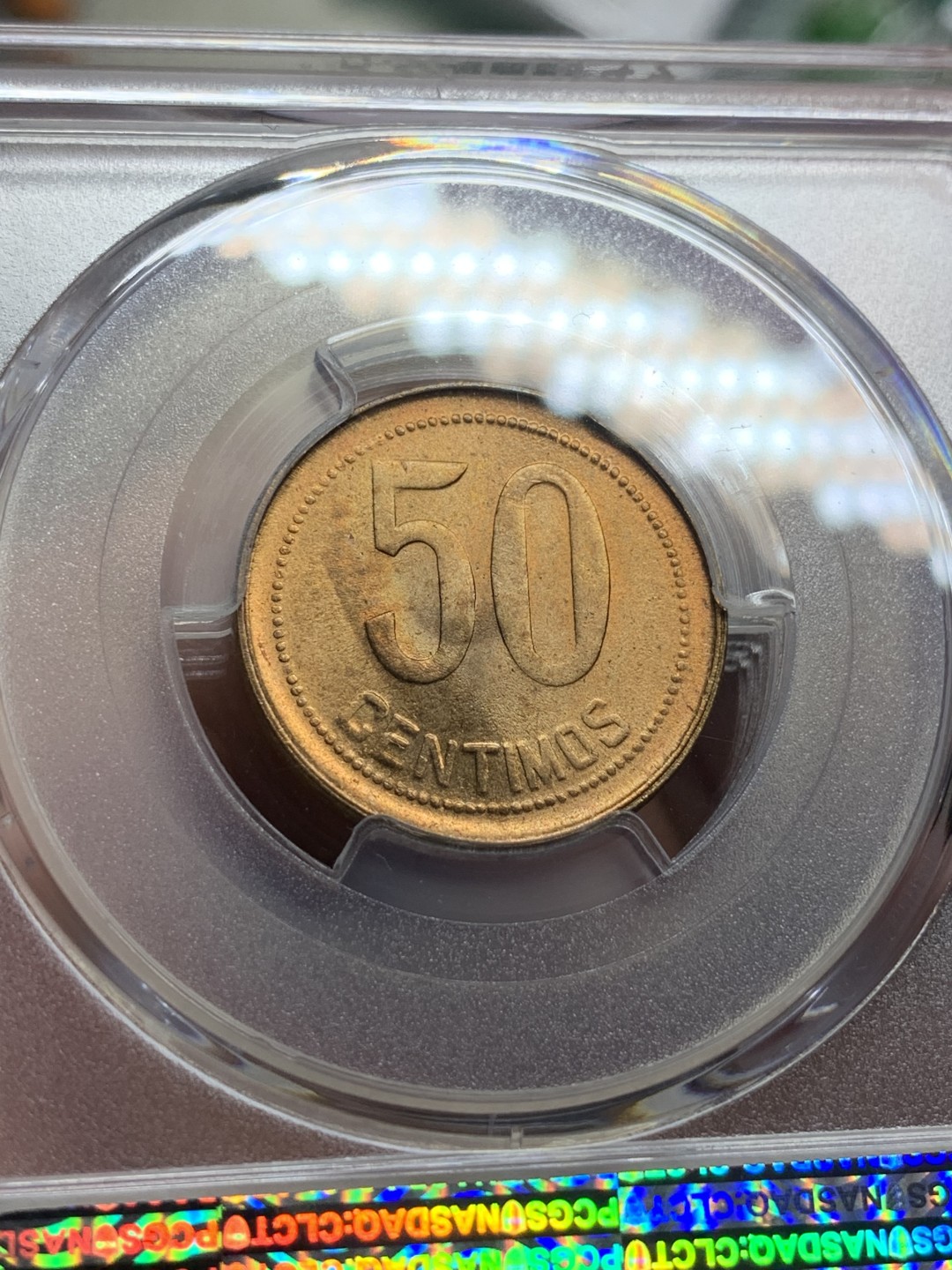 《竞宝斋》第100场-纪念拍卖 (全场包邮)中拍得限量纪念章 PCGS MS65RD 西班牙 1937年 内战版 50分铜币 好的难以形容 喜欢的不要错过