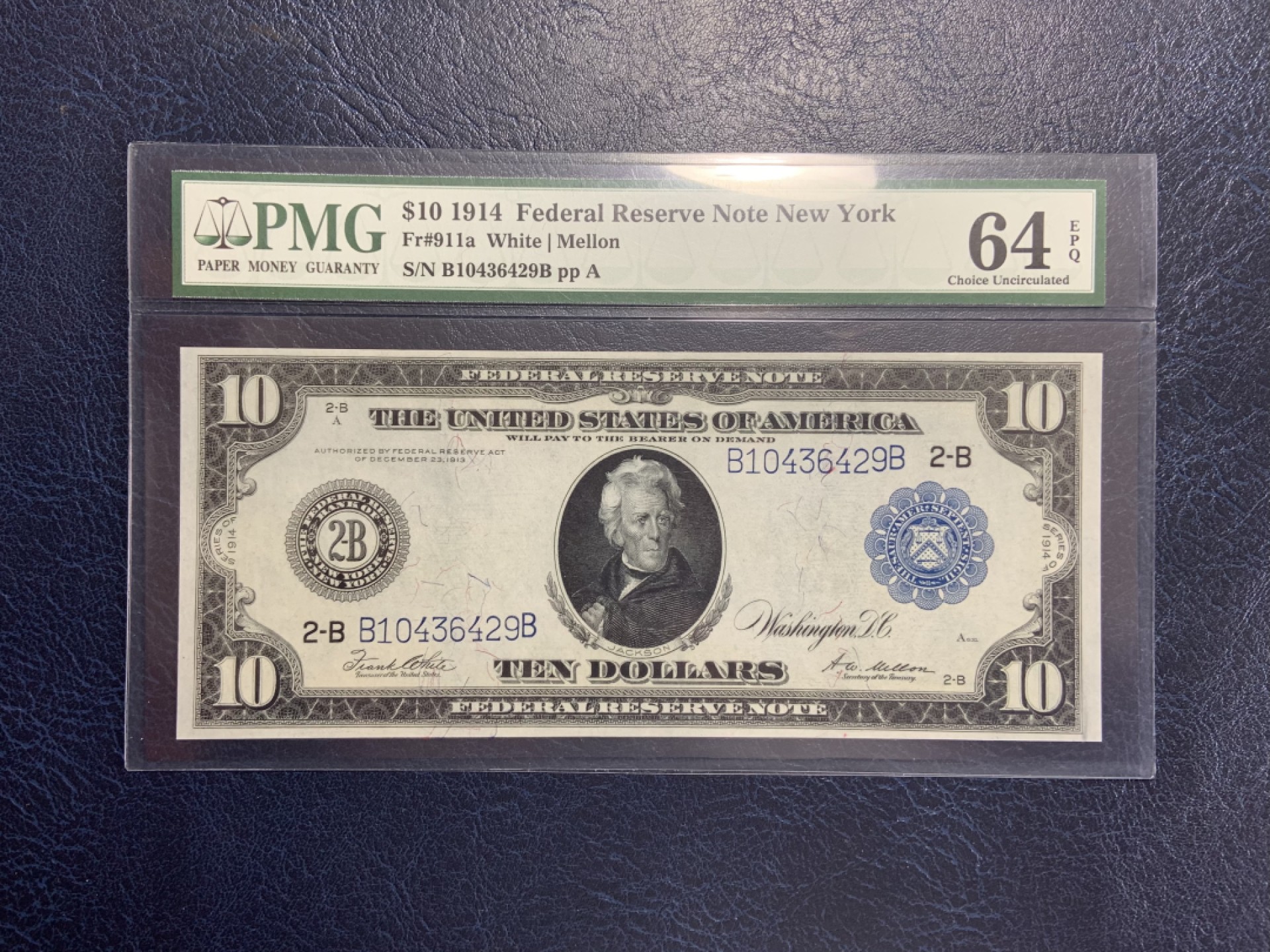 收藏联盟Quantum Auction 第195期拍卖(已更新) 美国1914年联邦储备券10元 PMG64e 大票幅