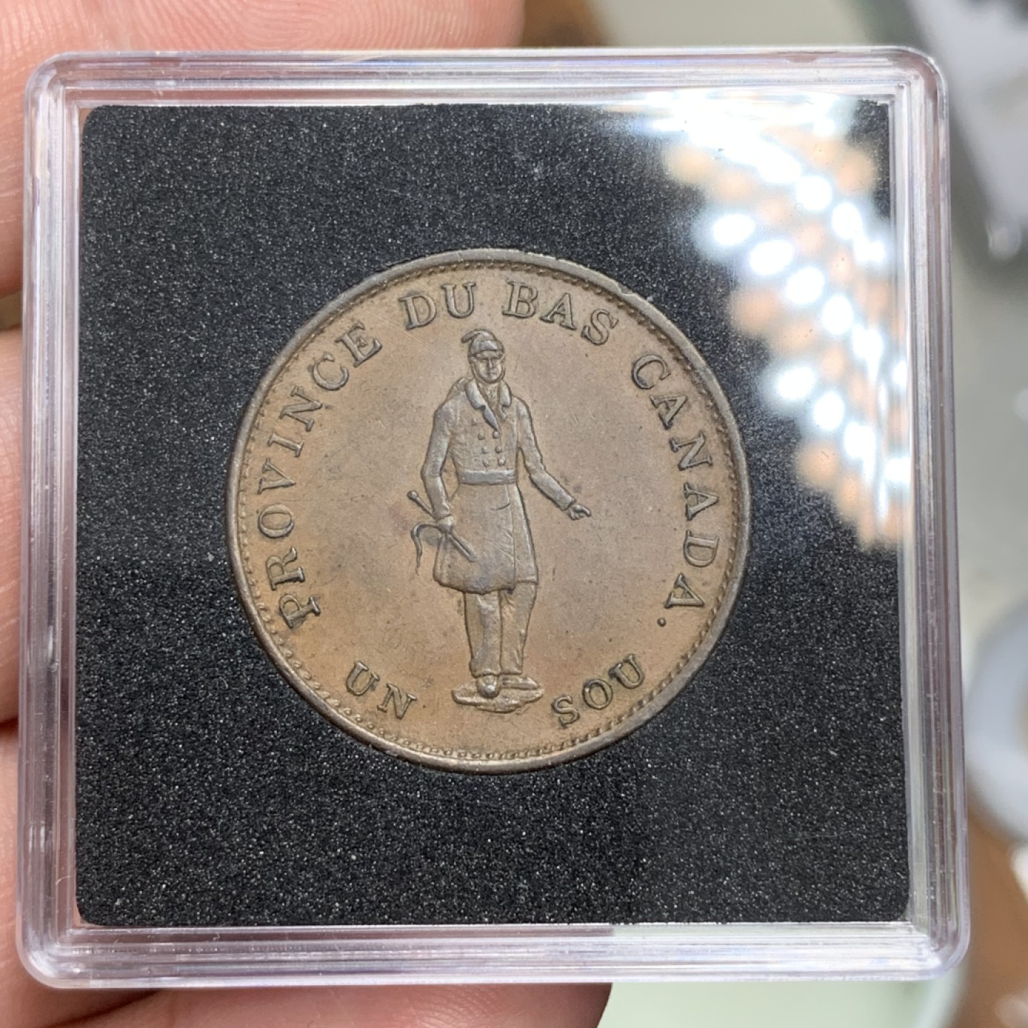 《竞宝斋》第100场-纪念拍卖 (全场包邮)中拍得限量纪念章 英属加拿大 1837年 下加拿大省 银行 半便士 铜币人物鼻尖清晰 状态所见最好