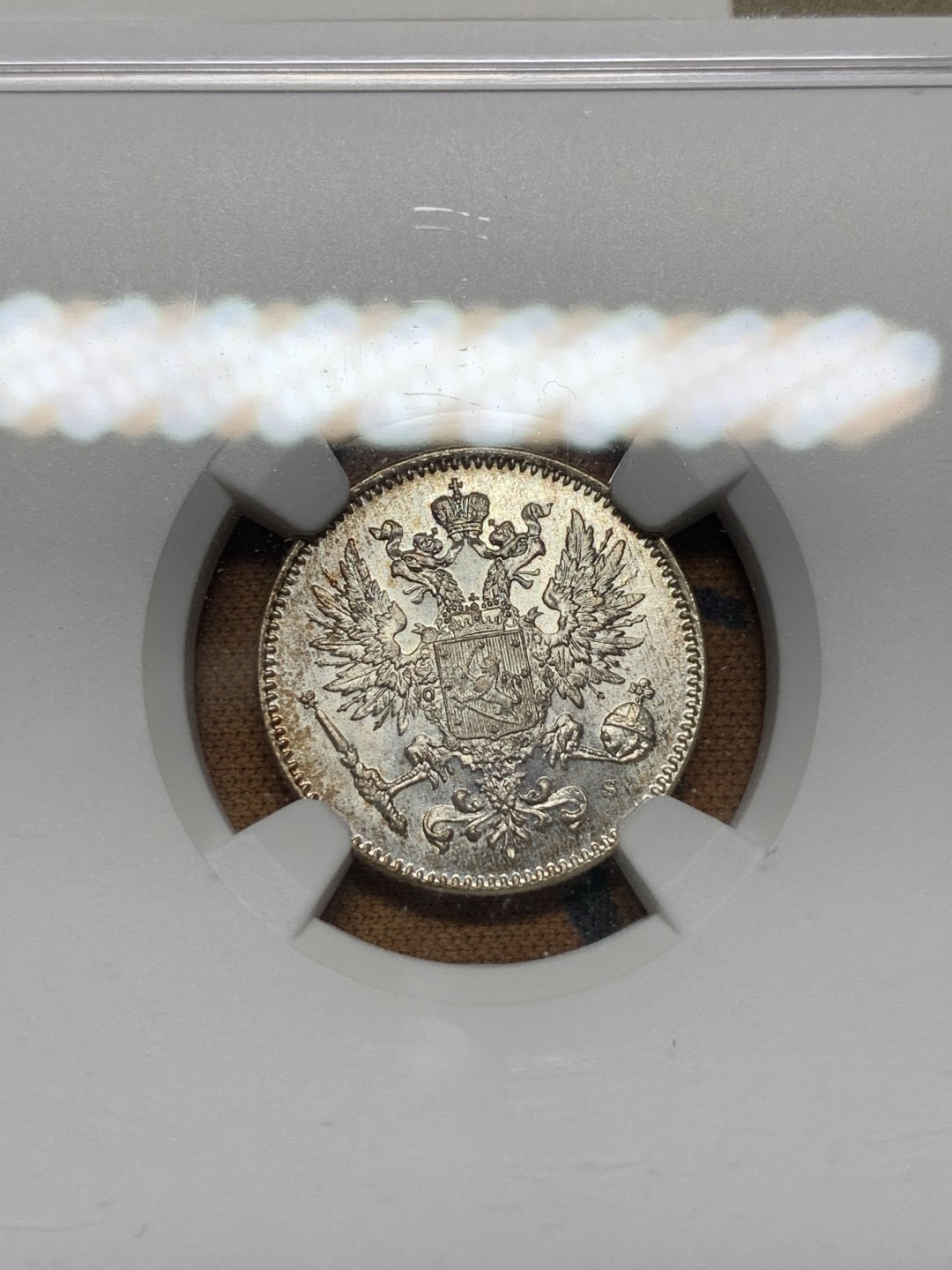 《竞宝斋》第100场-纪念拍卖 (全场包邮)中拍得限量纪念章 NGC MS65 俄占芬兰 1916年 50盆尼 银币 高分好状态