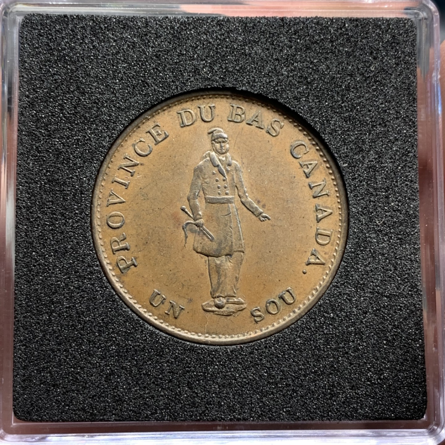 《竞宝斋》第100场-纪念拍卖 (全场包邮)中拍得限量纪念章 英属加拿大 1837年 下加拿大省 银行 半便士 铜币人物鼻尖清晰 状态所见最好