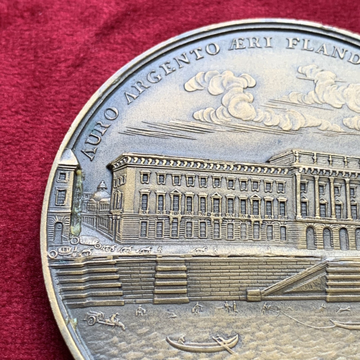 《竞宝斋》第100场-纪念拍卖 (全场包邮)中拍得限量纪念章 法国 路易十五 1770 巴黎造币厂 建成纪念铜章 超大规格117克 64.8mm直径 本枚应该是早期复刻版 细节好 高浮雕