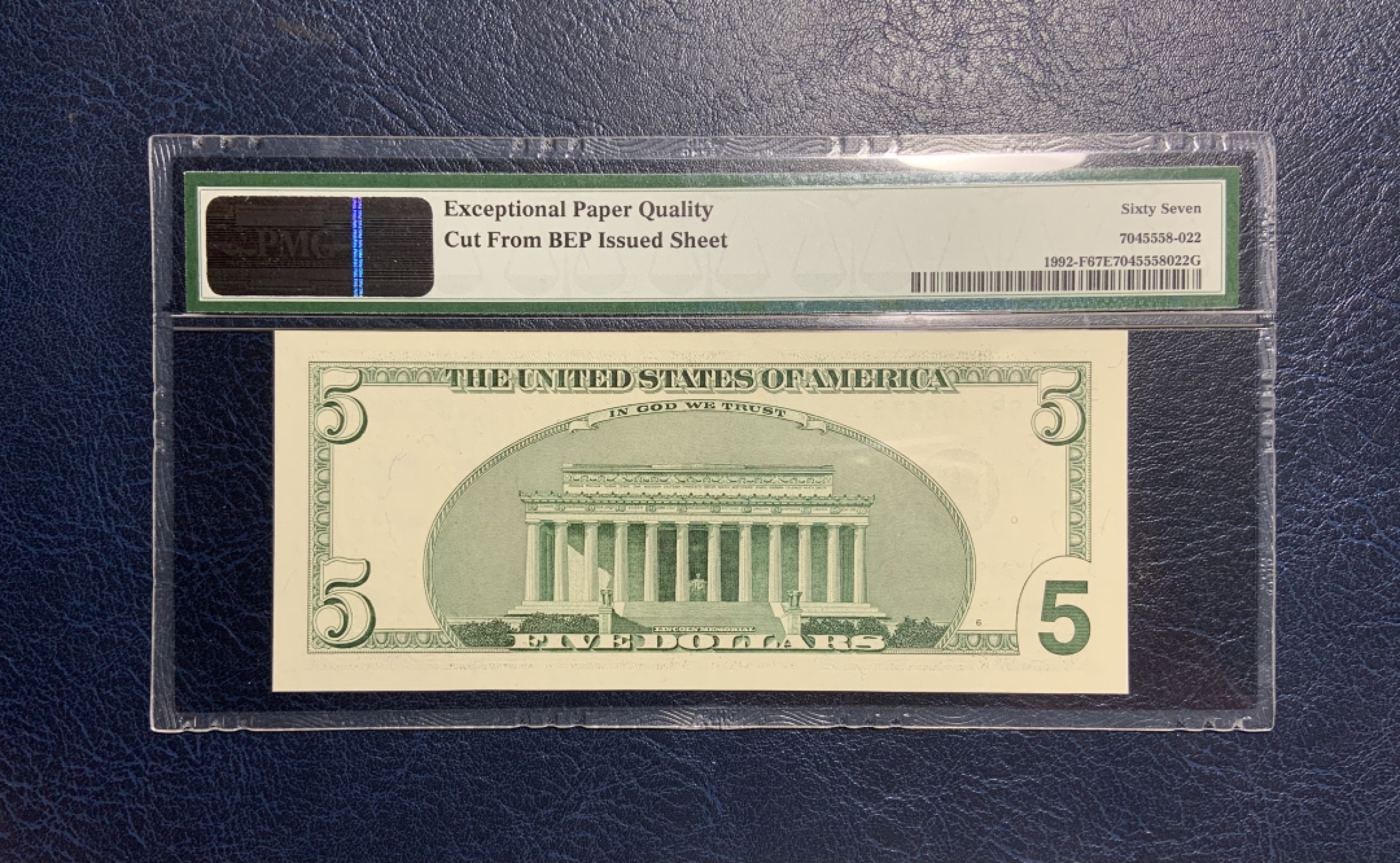 收藏联盟Quantum Auction 第195期拍卖(已更新) 美国2006年联邦储备券5元 PMG67 号码不带4