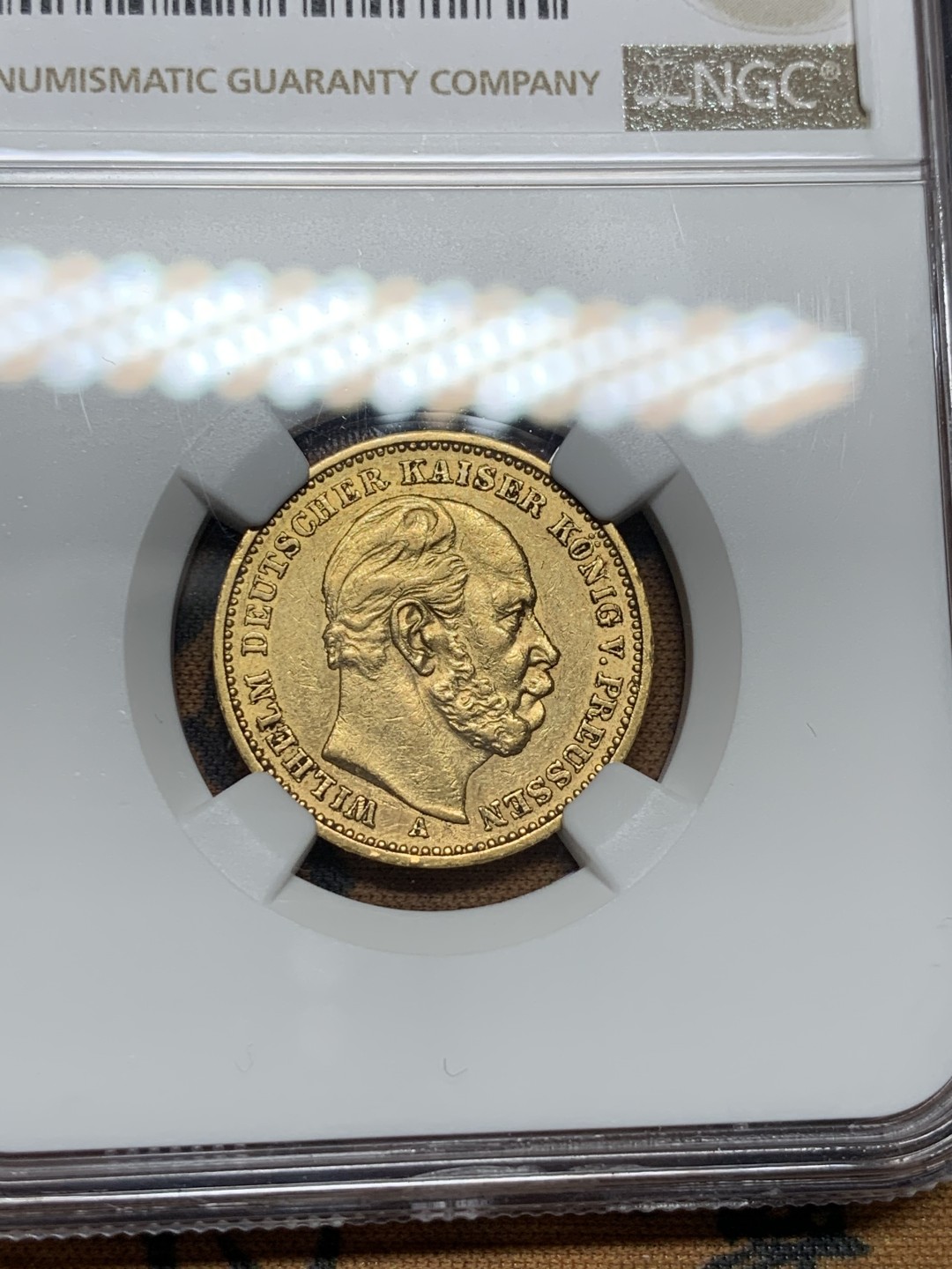 《竞宝斋》第100场-纪念拍卖 (全场包邮)中拍得限量纪念章 NGC AU53 德国 普鲁士 1887年 20马克金币 原味状态 见到不多  重7.98克 喜欢不要错过