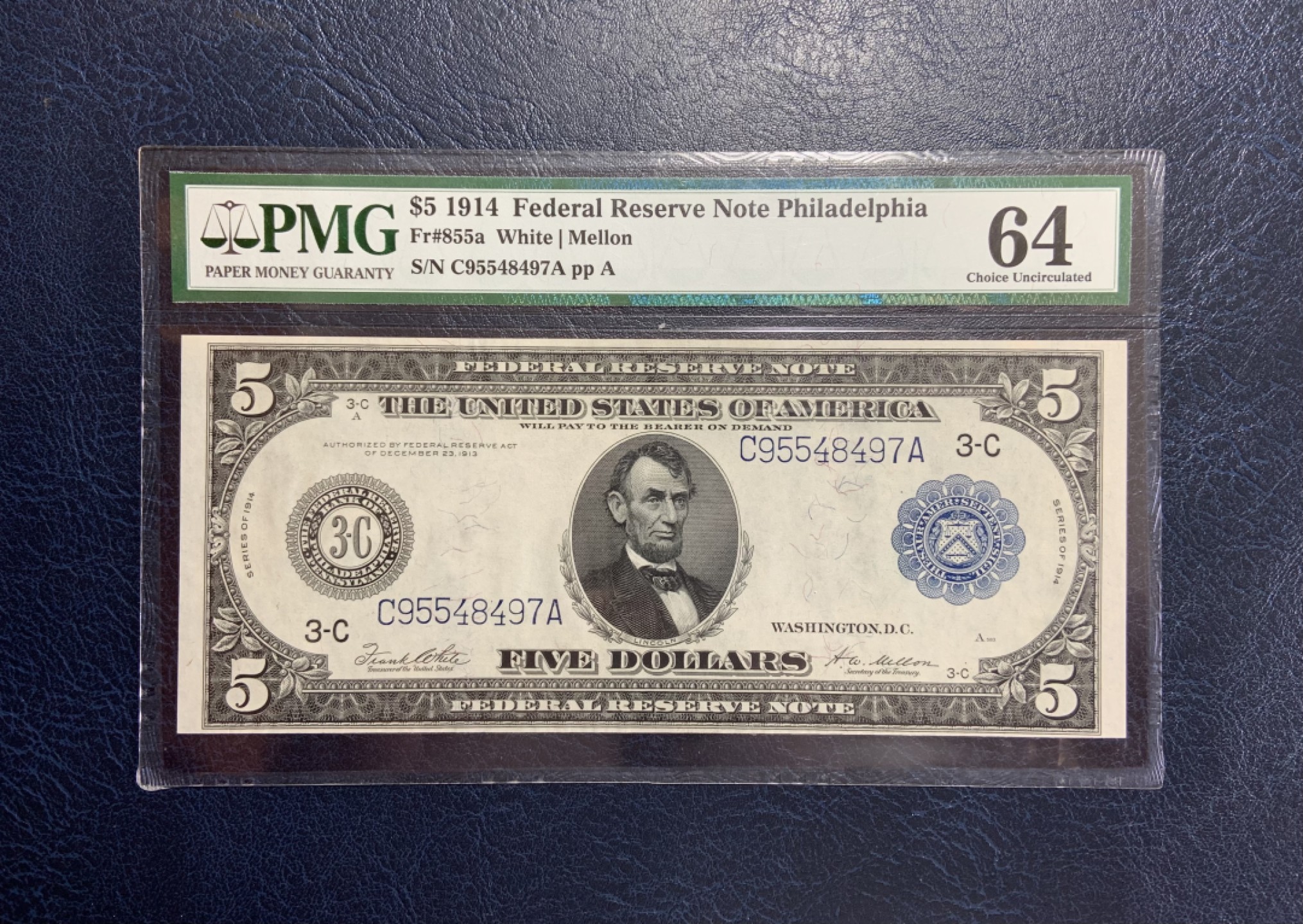 收藏联盟Quantum Auction 第195期拍卖(已更新) 美国1914年联邦储备券5元 PMG64 