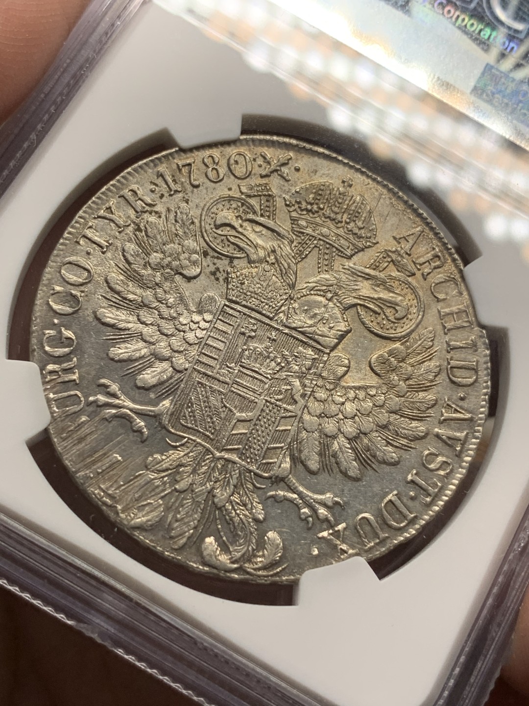 《竞宝斋》第100场-纪念拍卖 (全场包邮)中拍得限量纪念章 NGC AU评级 奥地利 原铸 1815-28年米兰版  ISSUE 1780/HAFNER目录36b/ 大奶妈泰勒银币