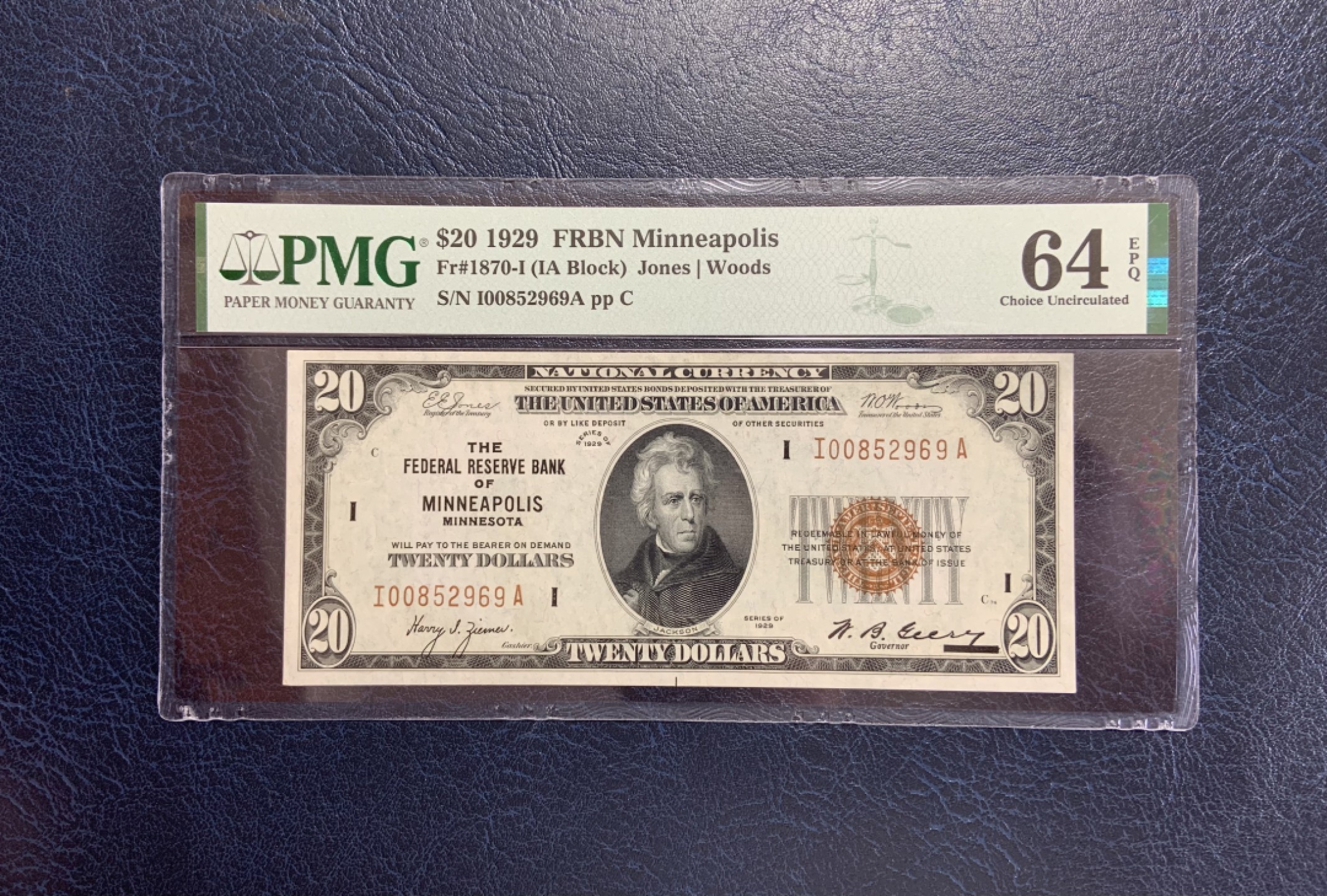 收藏联盟Quantum Auction 第195期拍卖(已更新) 美国1929年联邦国民券20元 PMG64e 