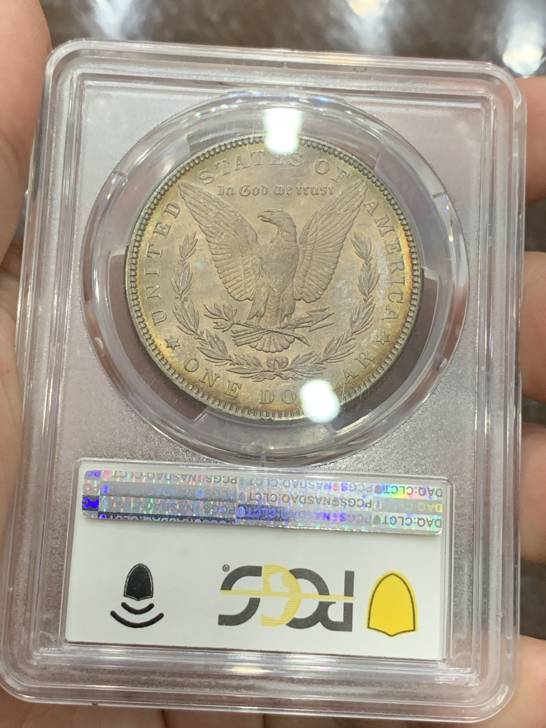 《竞宝斋》第100场-纪念拍卖 (全场包邮)中拍得限量纪念章 PCGS MS66 美国 1885年 五彩 摩根银元 双面包浆美丽 高分状态 细节不言而喻 自藏多年