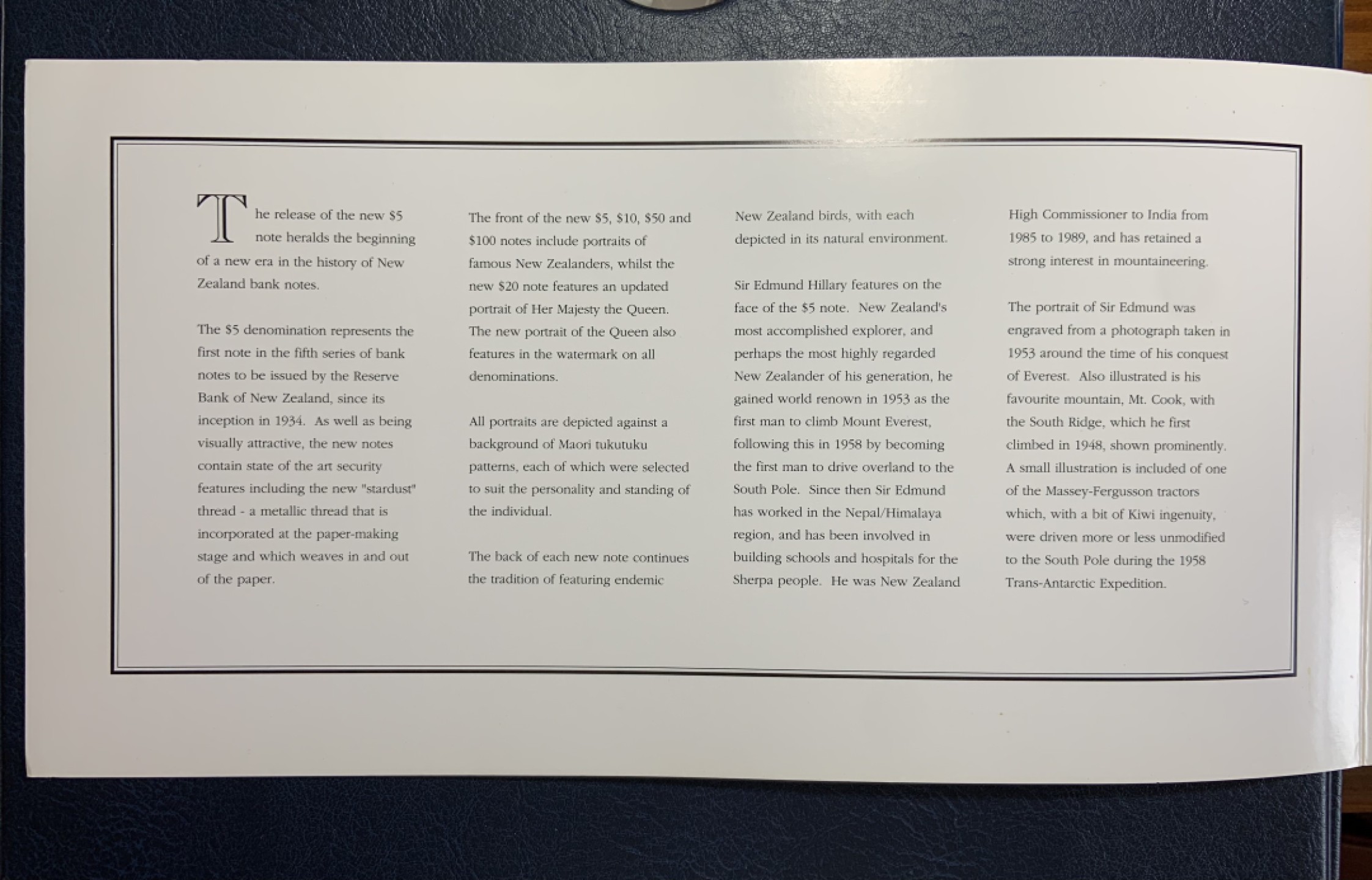 收藏联盟Quantum Auction 第195期拍卖(已更新) 新西兰1992年5元四连体 品相全新UNC 纸质版 AA冠 带银行原装纪念册