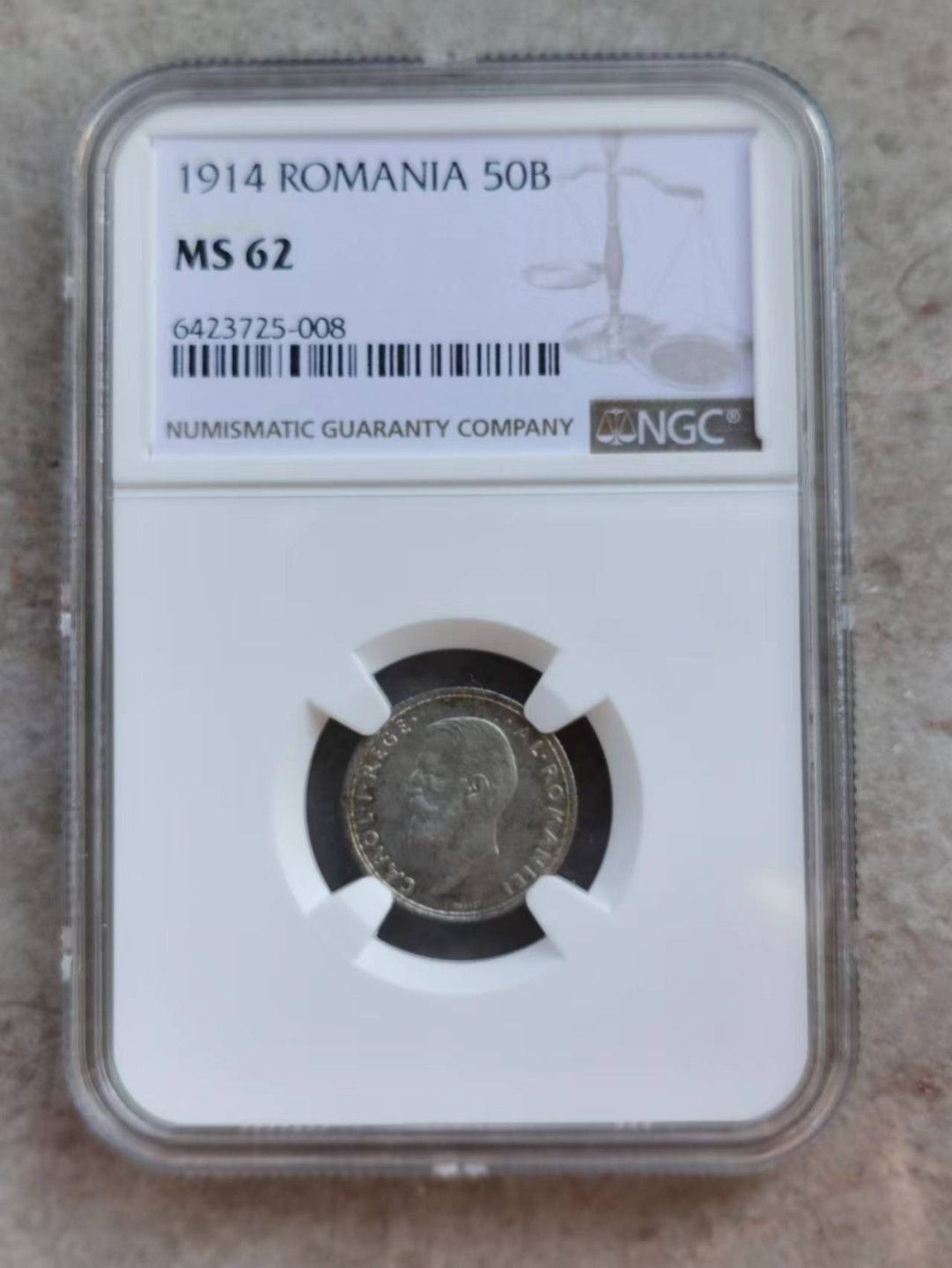 博洋堂世界钱币拍卖第001期（全场包邮） NGC MS62 罗马尼亚1914年50巴尼银币，黄油光好品