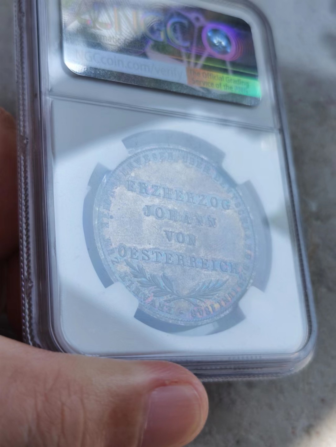 博洋堂世界钱币拍卖第001期（全场包邮） NGC MS61 1848年法兰克福制宪会议2盾银币，环彩包浆