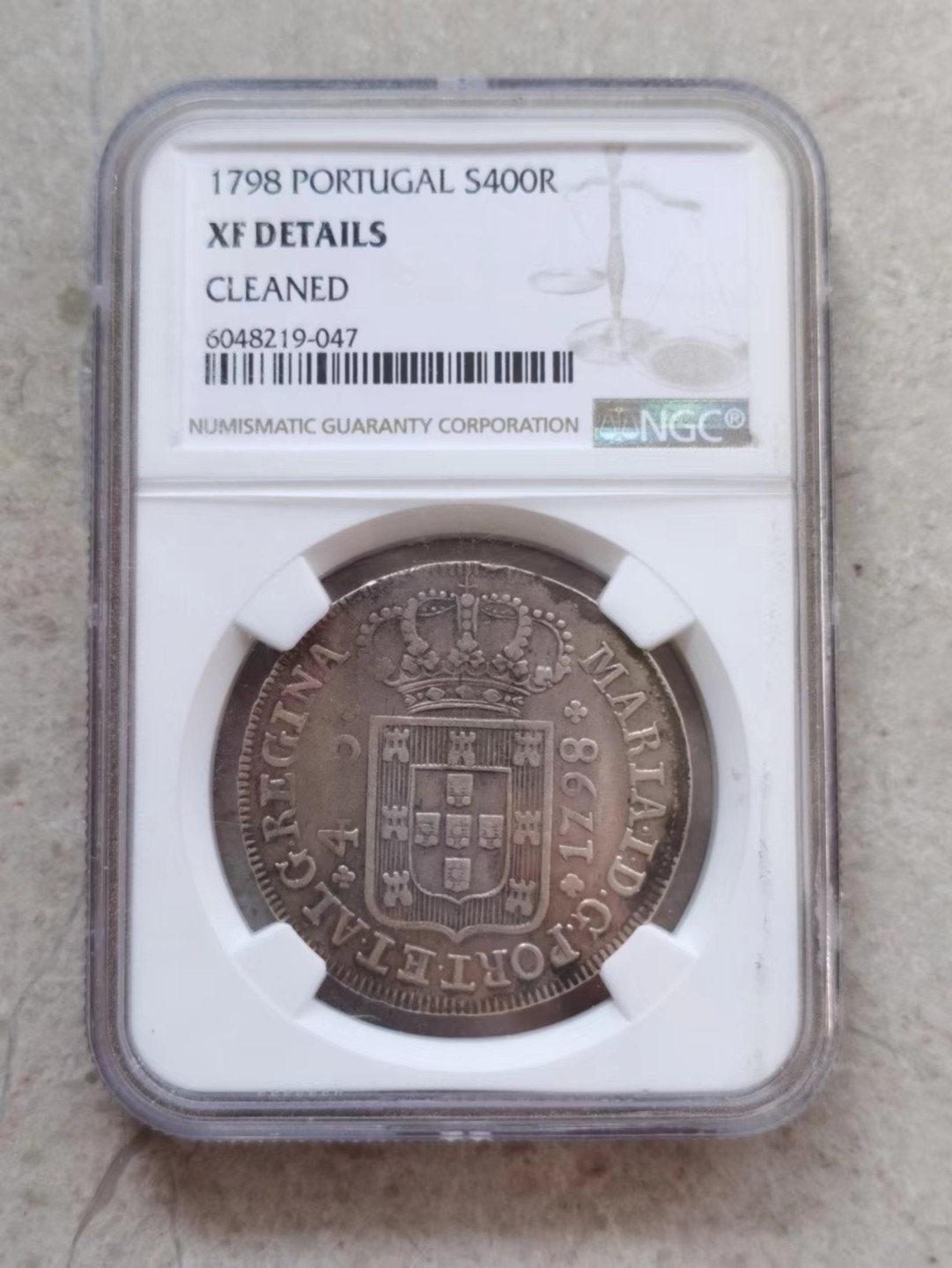 博洋堂世界钱币拍卖第001期（全场包邮） NGC XF 1798年葡萄牙400R银币