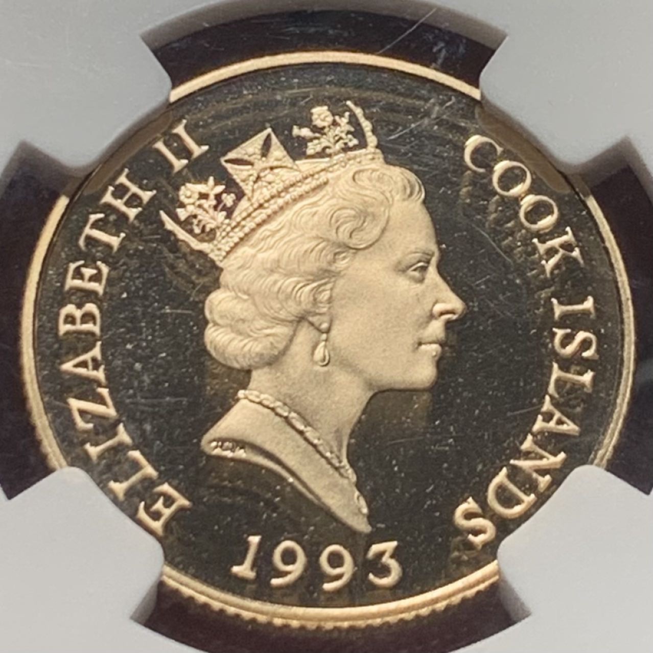 紫瑗钱币——第285期拍卖 库克群岛 1993年 发现美洲500后年 库克船长 50元 金币 NGC PR66 UC