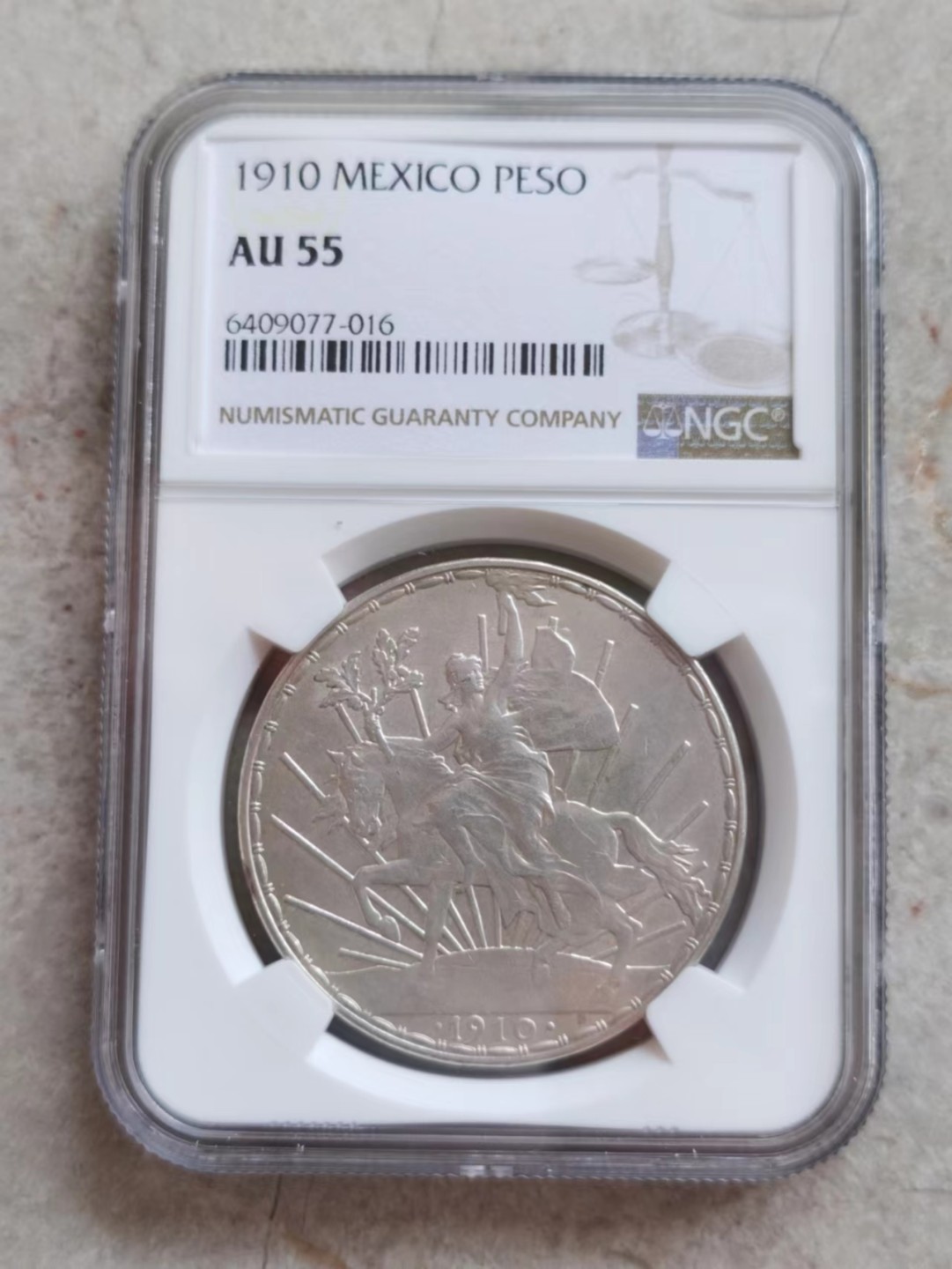 博洋堂世界钱币拍卖第001期（全场包邮） NGC AU55 1910年墨西哥骑马鹰洋1比索银币，热门上涨品种