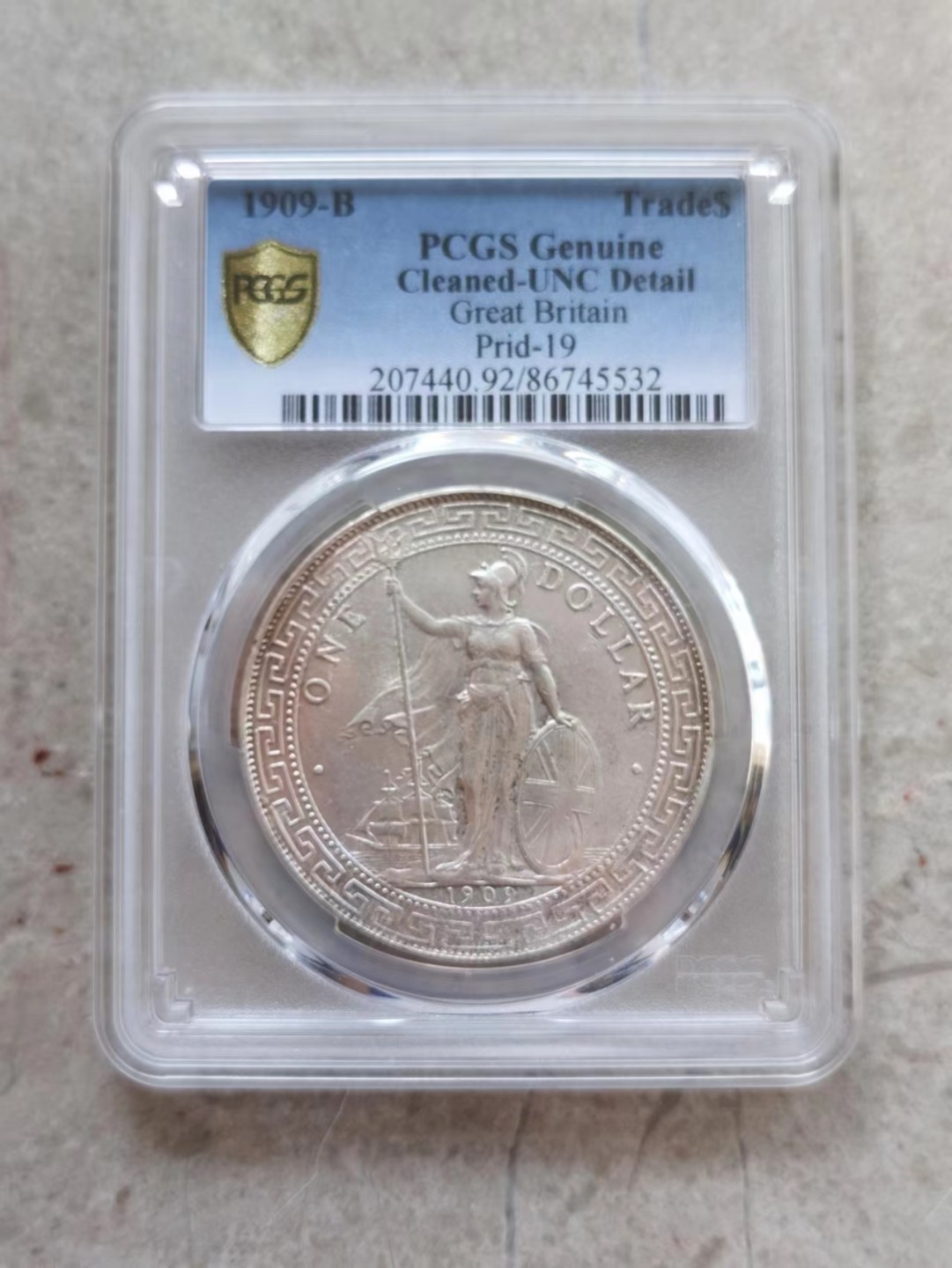 博洋堂世界钱币拍卖第001期（全场包邮） PCGS UNC92 1909年B版站洋，底板不错，会处理的可以砸盒重评