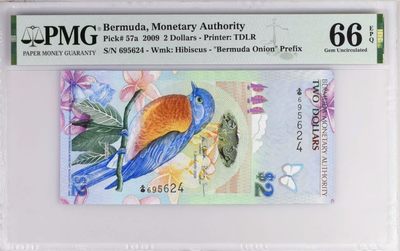 2009年百慕大2元塑料钞蘑菇冠，2009年INBS获奖钞 - 2009年百慕大2元塑料钞蘑菇冠，2009年INBS获奖钞