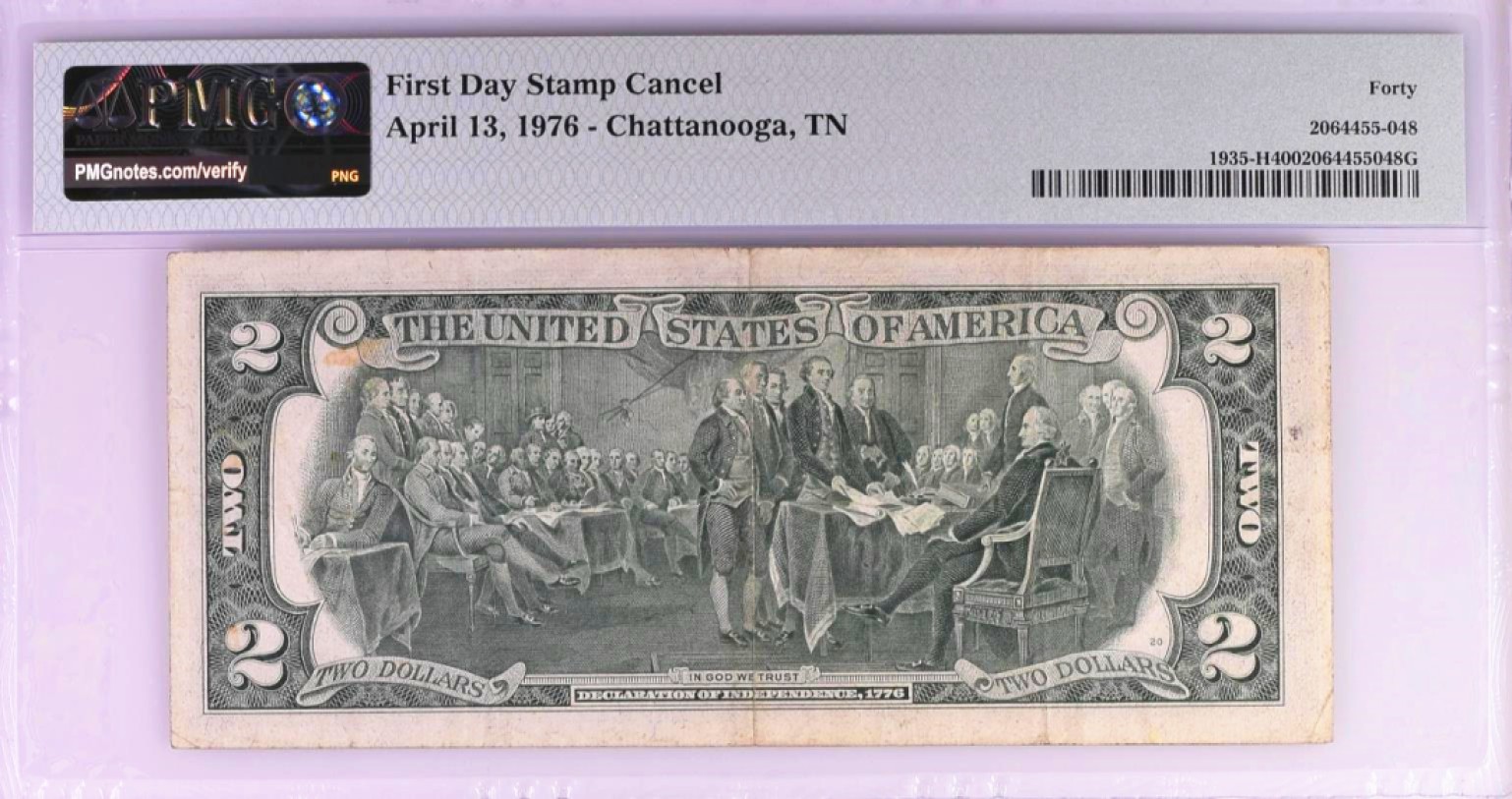 1976年美国建国200周年首发纪念钞2美元+首日邮票- 四海评级币- 四海 
